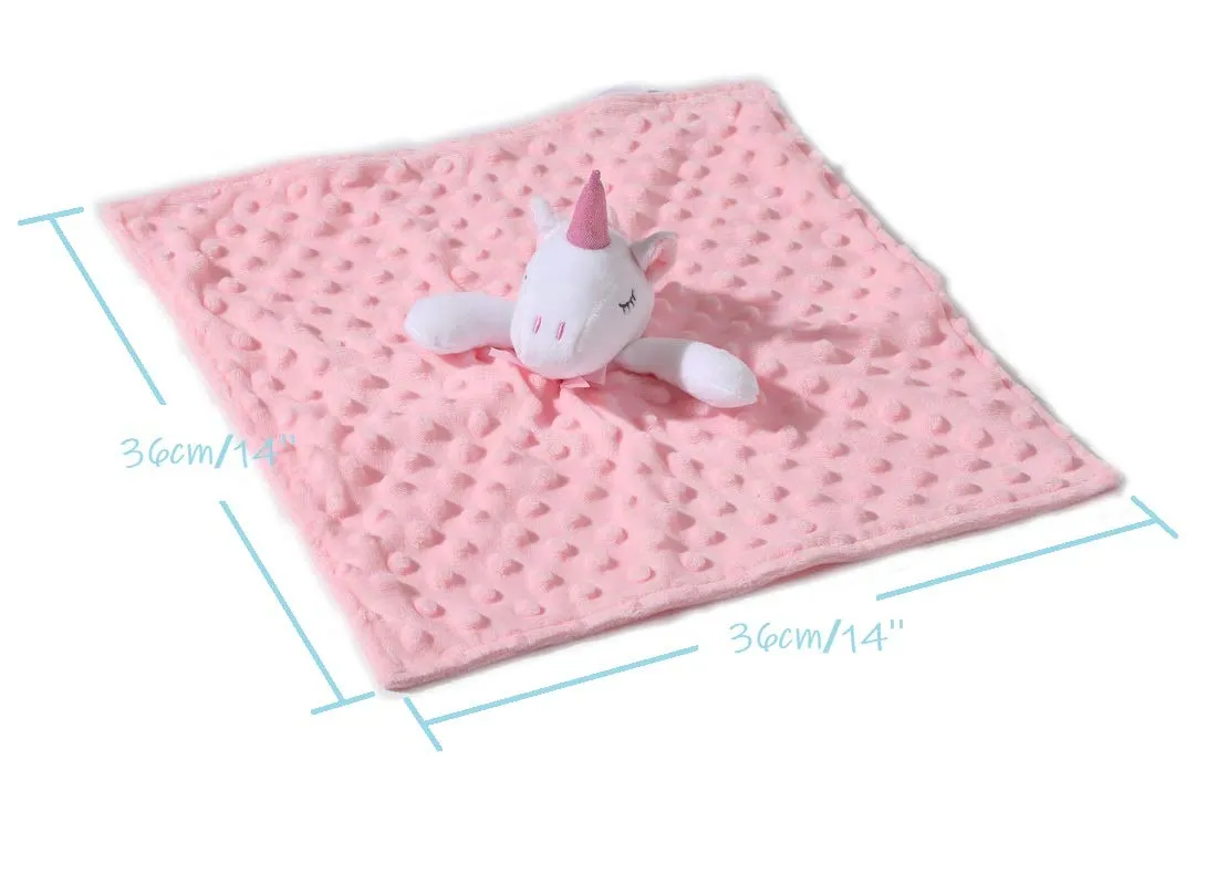 CREVENT Baby Comforting Security Blanket for Baby Girls, Minky Dot Front + Sherpa Backing (Pink Unicorn) - immagine 5