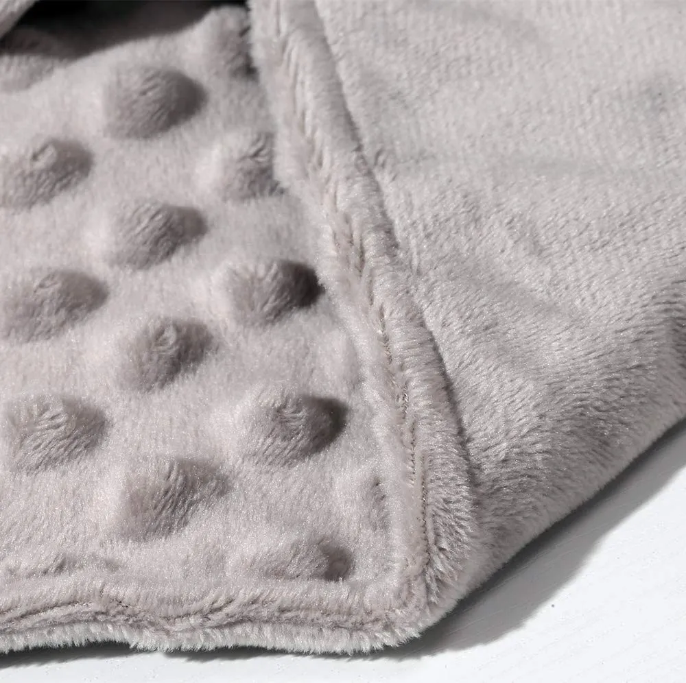 CREVENT Accogliente coperta di sicurezza per neonati Loveys per bambini, fronte a pois di minky + retro in pile con faccia di animale (elefante grigio) - immagine 3