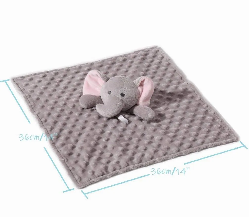 CREVENT Accogliente coperta di sicurezza per neonati Loveys per bambini, fronte a pois di minky + retro in pile con faccia di animale (elefante grigio) - immagine 4