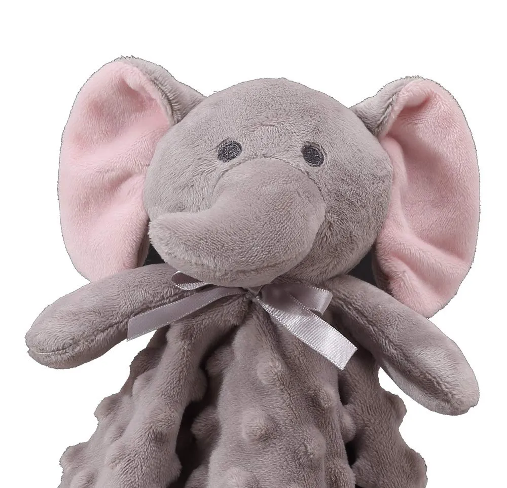 CREVENT Accogliente coperta di sicurezza per neonati Loveys per bambini, fronte a pois di minky + retro in pile con faccia di animale (elefante grigio) - immagine 5