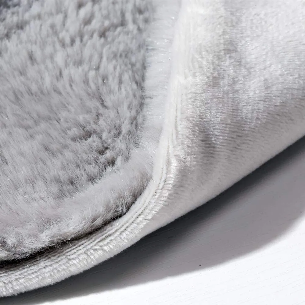 CREVENT Accogliente coperta di sicurezza in peluche per neonati e bambine, con parte anteriore in faxfur + retro in pile con faccia di animale (coniglietto grigio) - immagine 3