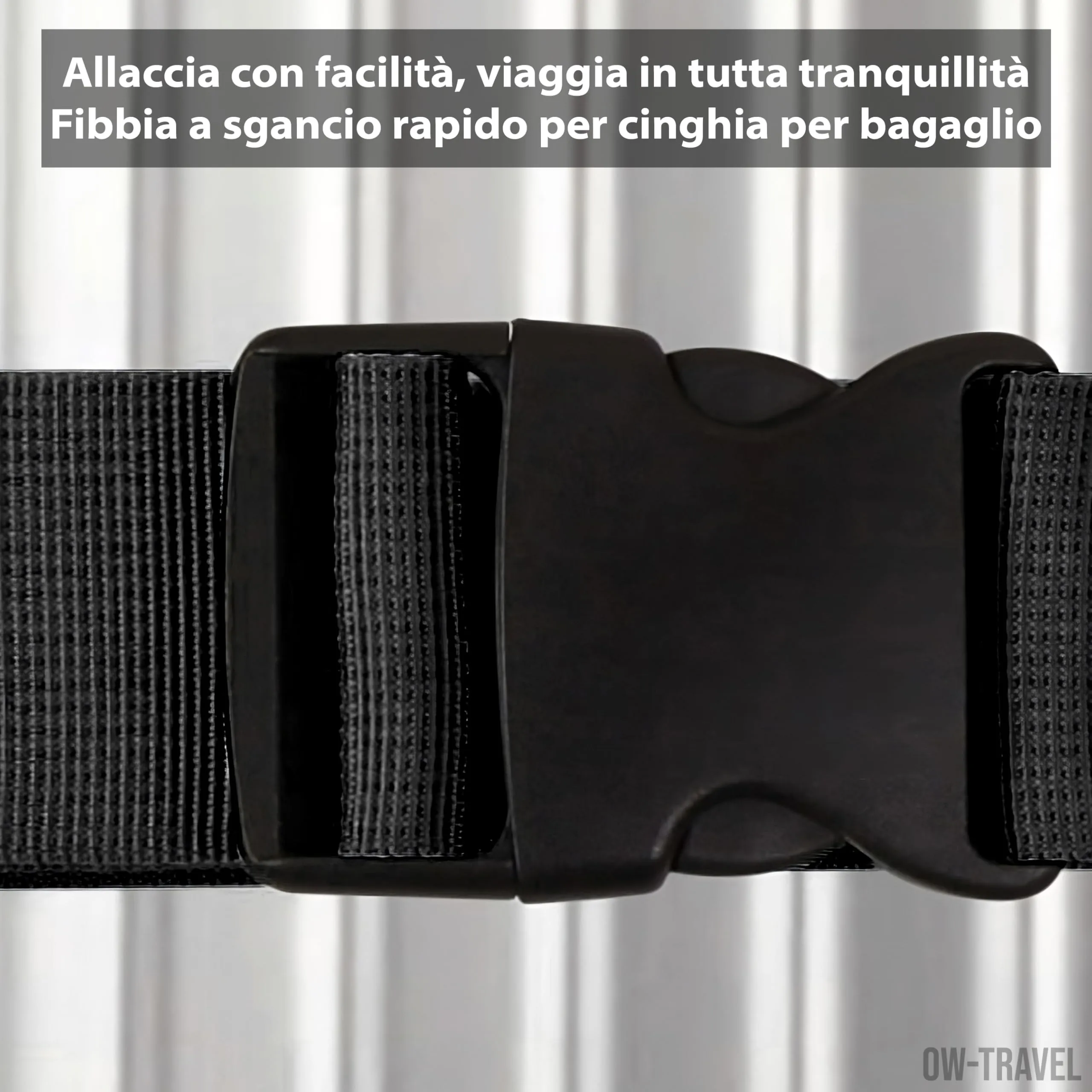 OW-Travel Cinghia per Valigia a Croce, Cintura Valigia Bagagli Nero - immagine 8