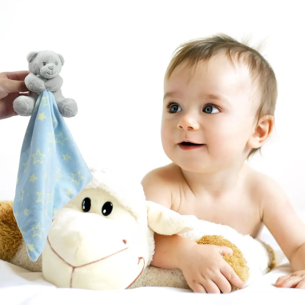 CREVENT Loveys - Coperta di sicurezza in peluche per neonati con volto di animale, regalo di compleanno per neonati e bambini (orso che abbraccia) - immagine 6