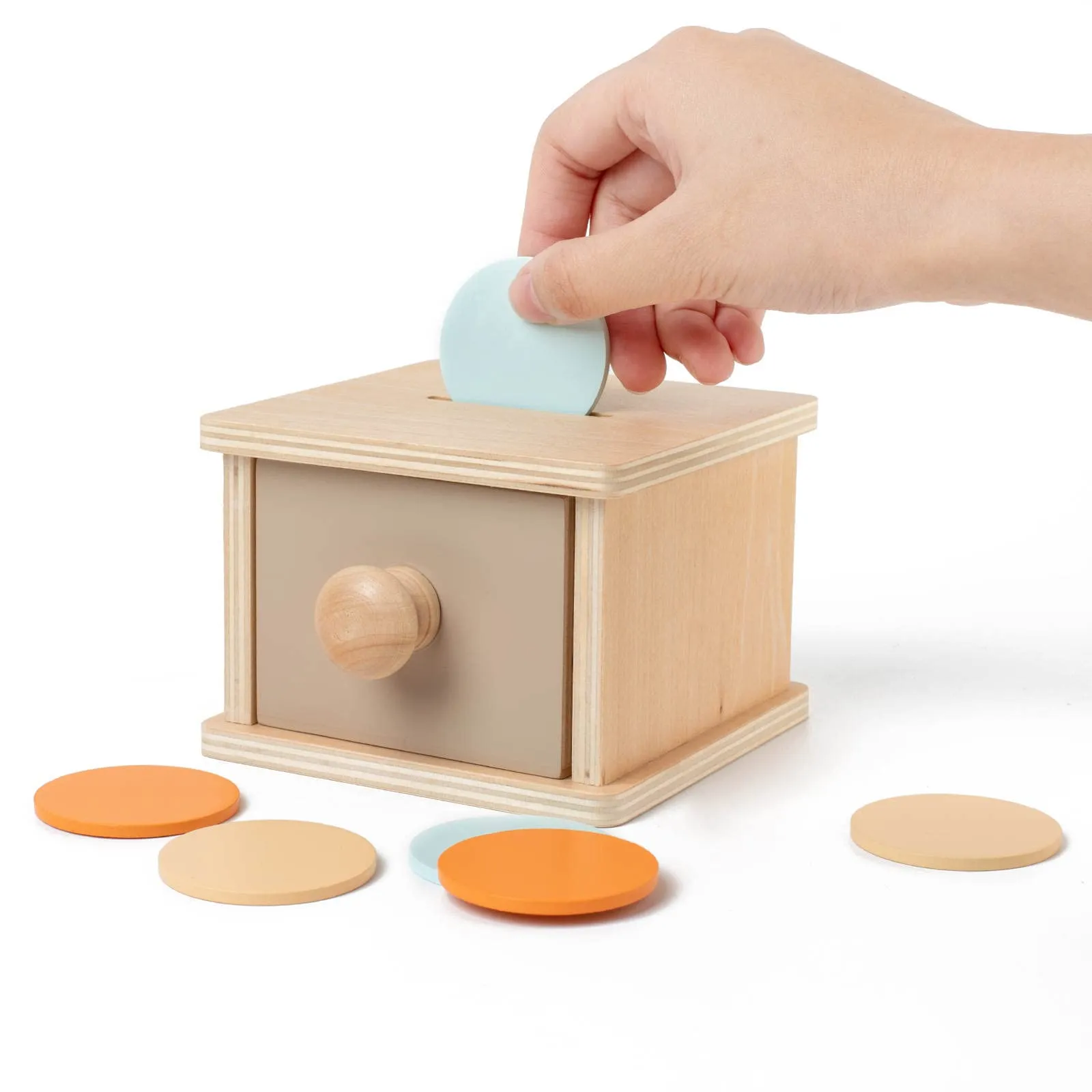 YAANI Scatola di Monete Montessori Giochi Montessori 1 Anno, Montessori Neonate 6-12 Mesi, Giochi Montessori 2 Anni, Metodo Montessori, Giochi Bambini 1 Anno - immagine 2