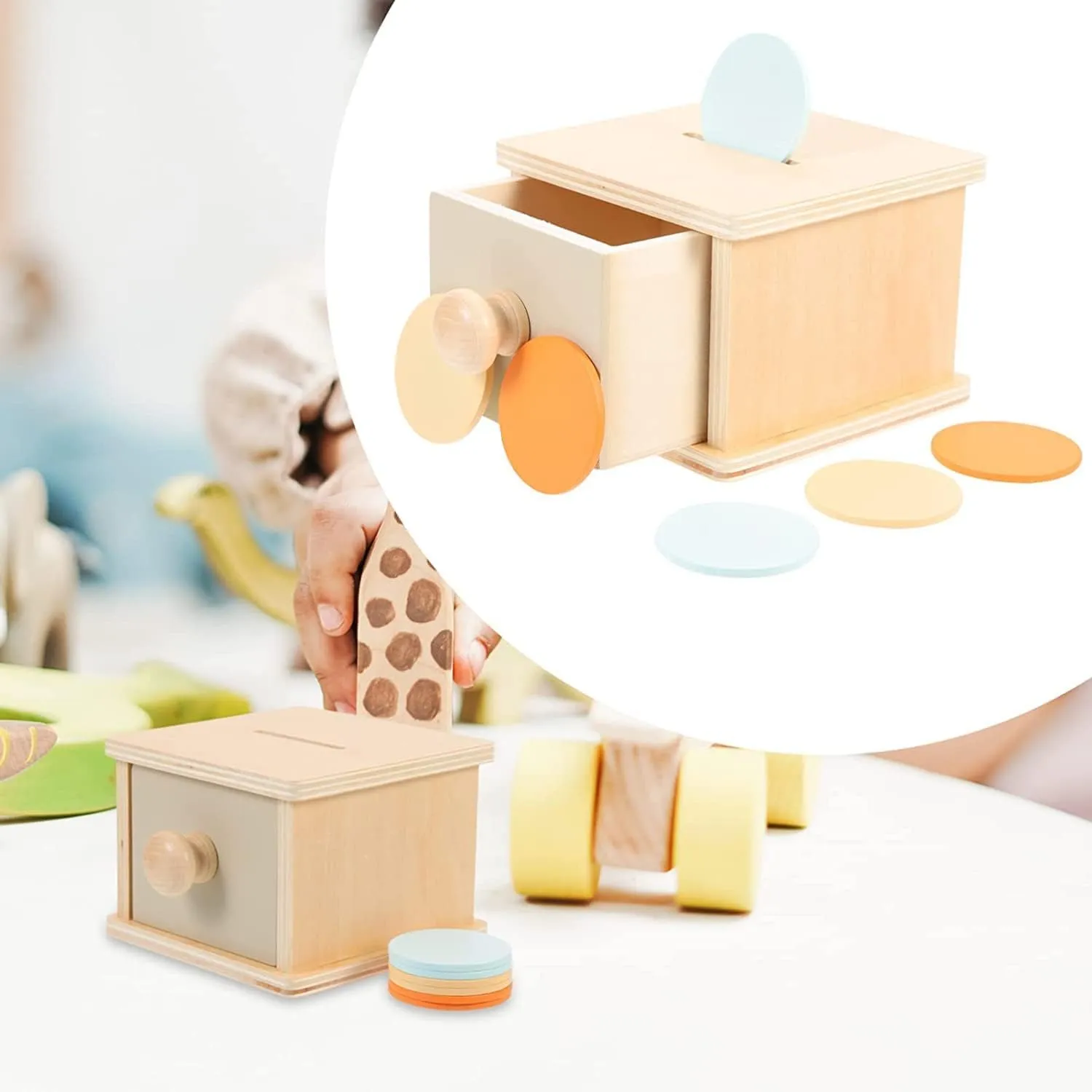 YAANI Scatola di Monete Montessori Giochi Montessori 1 Anno, Montessori Neonate 6-12 Mesi, Giochi Montessori 2 Anni, Metodo Montessori, Giochi Bambini 1 Anno - immagine 7