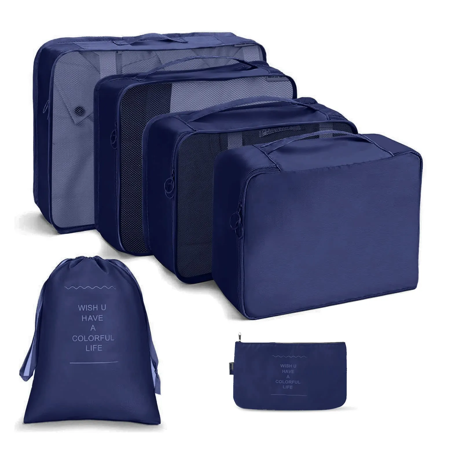 OSDUE Organizer Valigie, 6 Pezzi Sistema di Cubo di Viaggio, Separatori Buste Viaggio Travel Organizer, Abbigliamento Intimo Calzature Organizzatori Sacchi Valigia di Stoccaggio Set - immagine 1