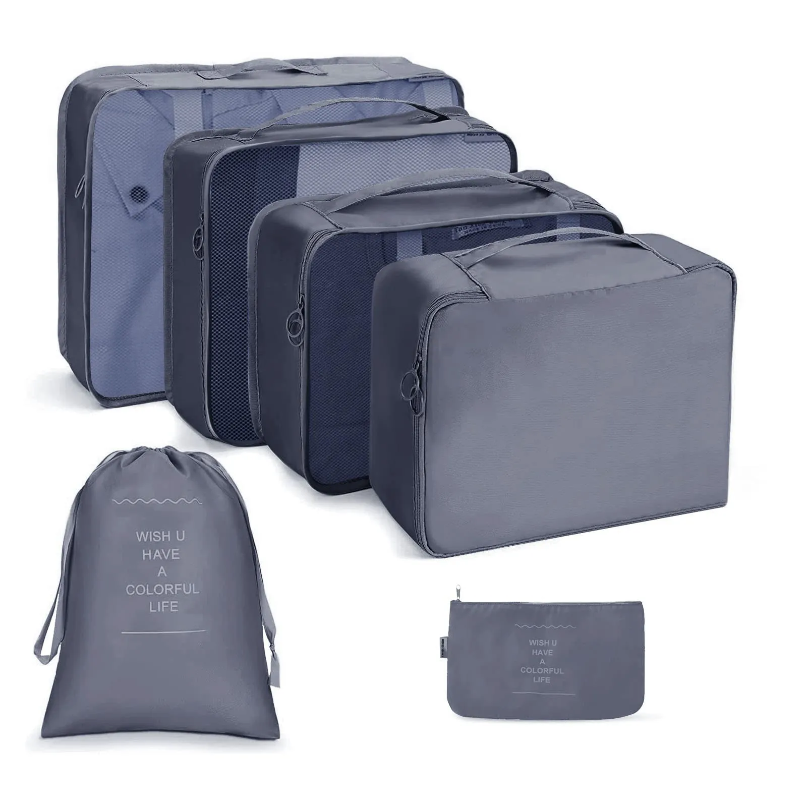OSDUE Organizer Valigie, 6 Pezzi Sistema di Cubo di Viaggio, Separatori Buste Viaggio Travel Organizer, Abbigliamento Intimo Calzature Organizzatori Sacchi Valigia di Stoccaggio Set - immagine 1