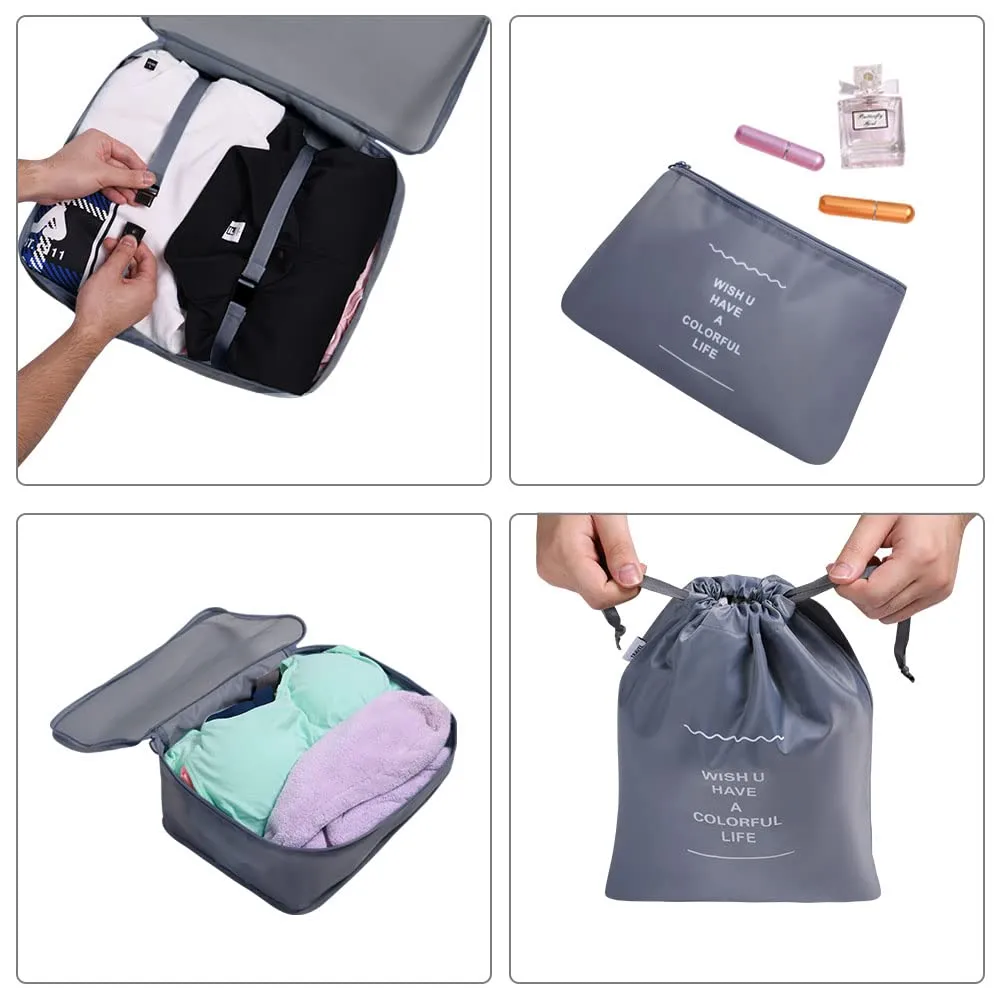OSDUE Organizer Valigie, 6 Pezzi Sistema di Cubo di Viaggio, Separatori Buste Viaggio Travel Organizer, Abbigliamento Intimo Calzature Organizzatori Sacchi Valigia di Stoccaggio Set - immagine 3