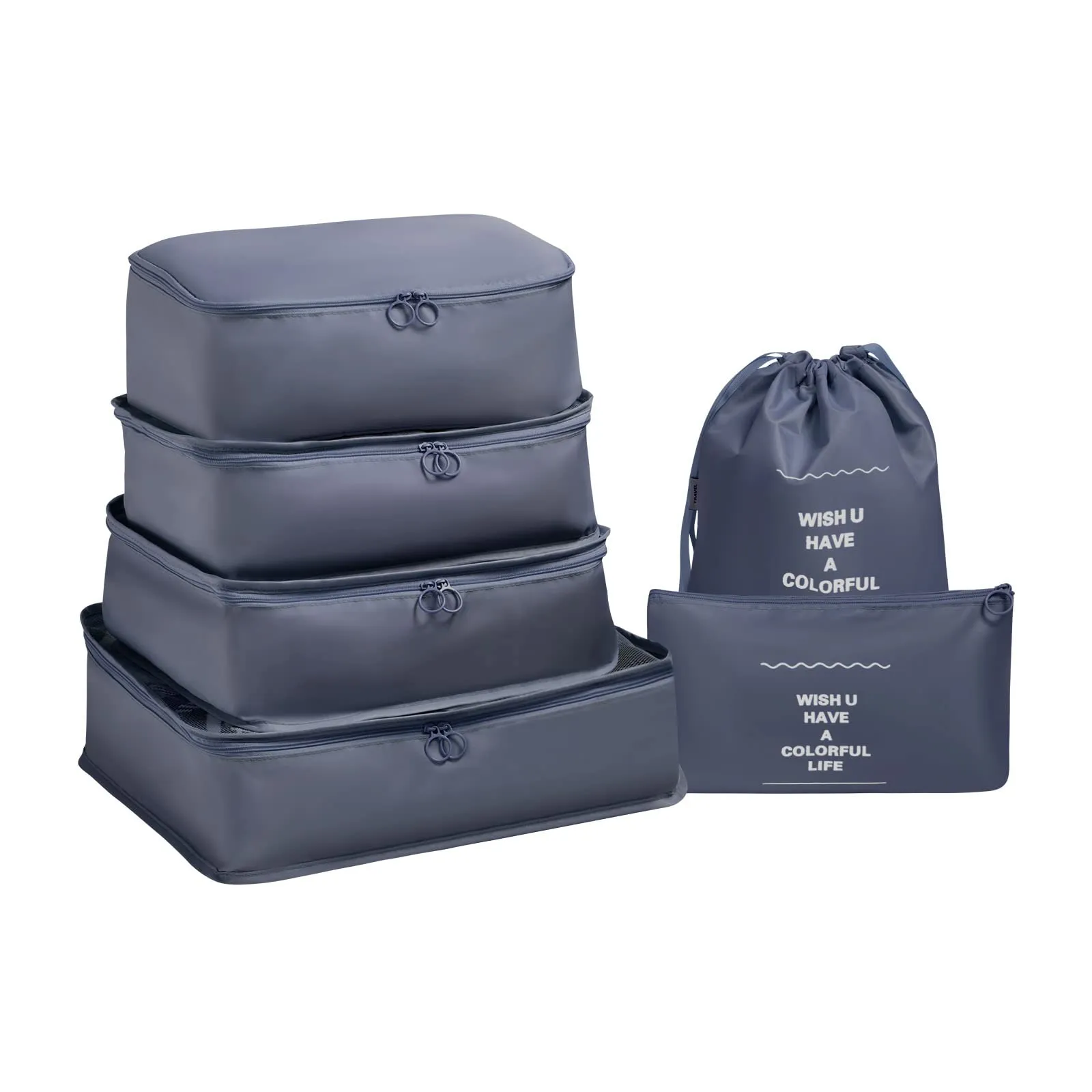 OSDUE Organizer Valigie, 6 Pezzi Sistema di Cubo di Viaggio, Separatori Buste Viaggio Travel Organizer, Abbigliamento Intimo Calzature Organizzatori Sacchi Valigia di Stoccaggio Set - immagine 9