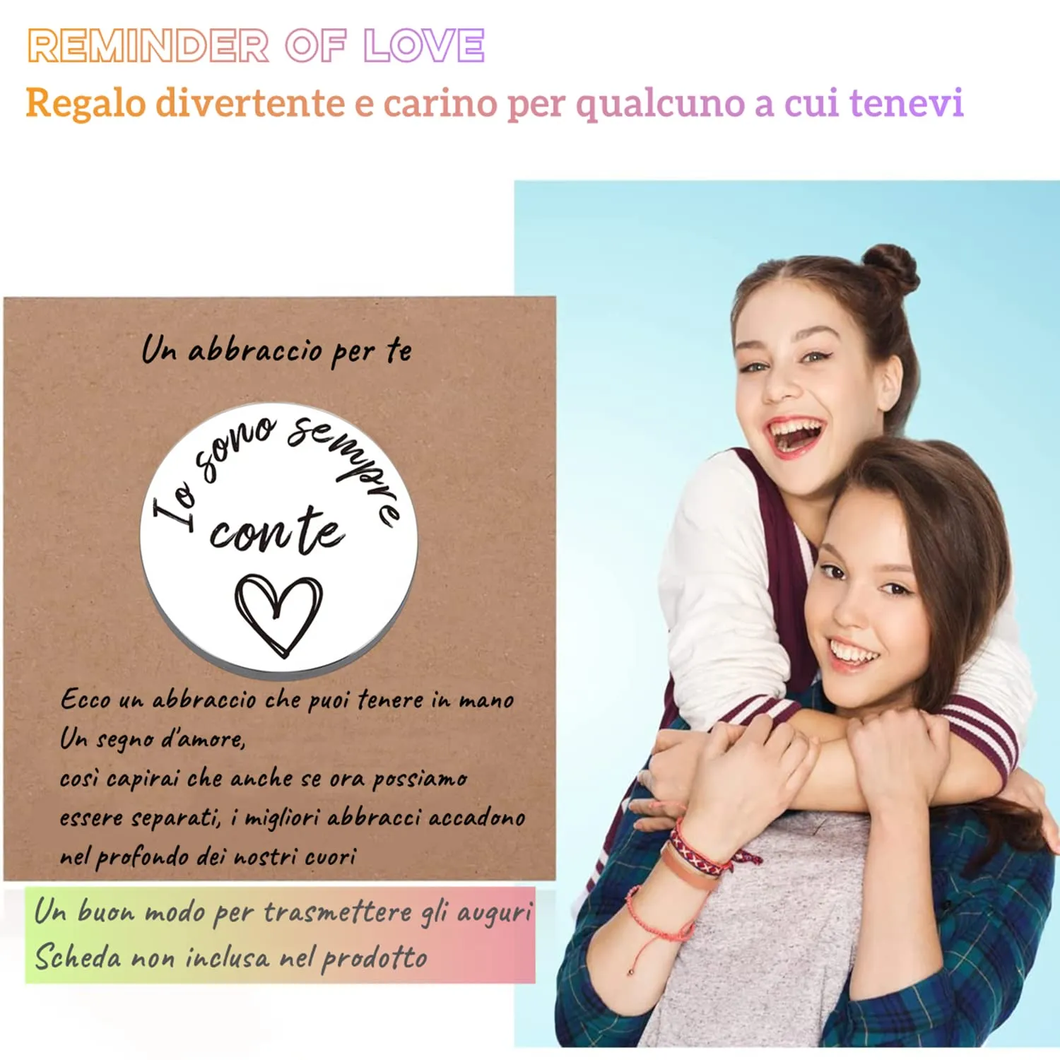 PulangRen Un Piccolo Abbraccio Portafortuna, Idee Regalo Donna Uomo, Portafortuna da Regalare-Io Sono Sempre Con Te-Amicizia Regali, Regali Natale per Famiglia Amici - immagine 5