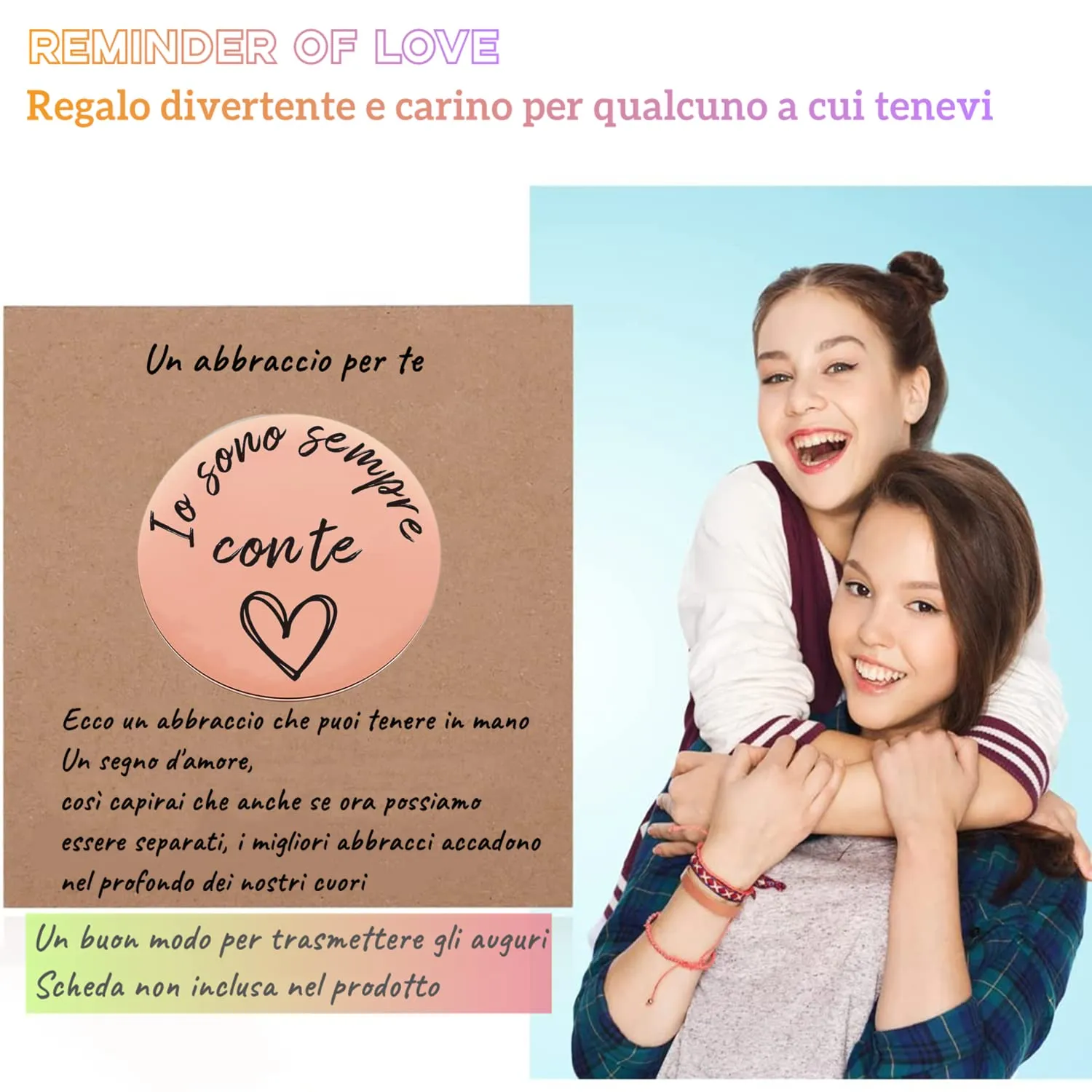 PulangRen Un Piccolo Abbraccio Portafortuna Portachiavi, Idee Regalo Donna Uomo, Portafortuna da Regalare-Io Sono Sempre Con Te-Amicizia Regali, Regali Natale per Famiglia Amici - immagine 5