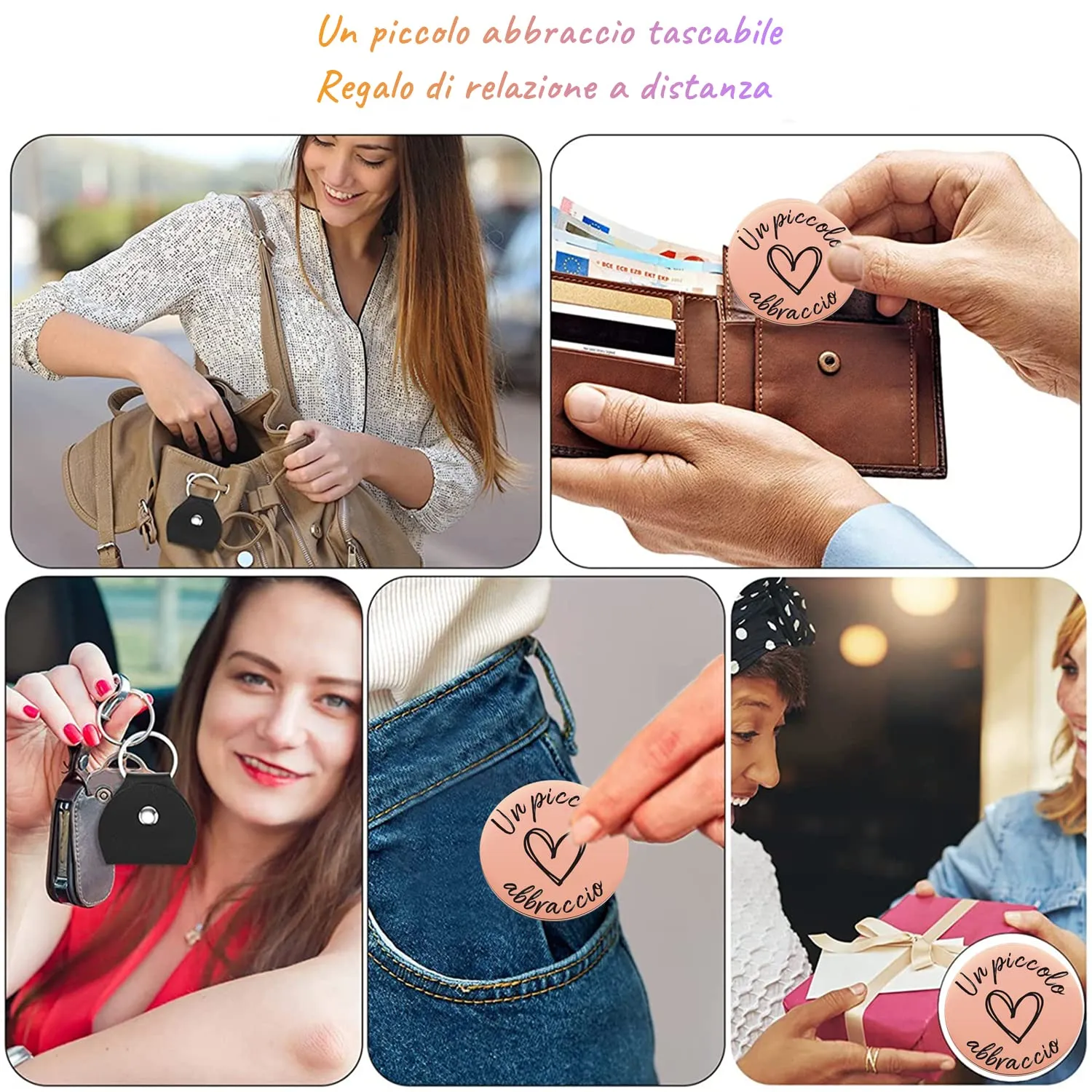 PulangRen Un Piccolo Abbraccio Portafortuna Portachiavi, Idee Regalo Donna Uomo, Portafortuna da Regalare-Io Sono Sempre Con Te-Amicizia Regali, Regali Natale per Famiglia Amici - immagine 6