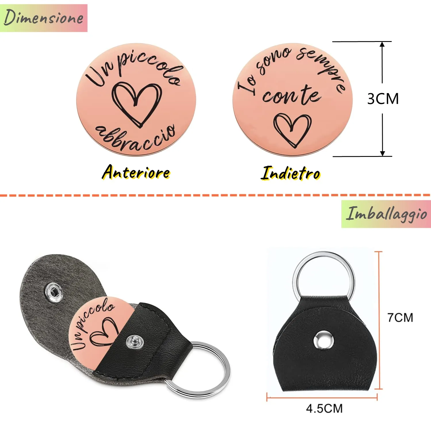 PulangRen Un Piccolo Abbraccio Portafortuna Portachiavi, Idee Regalo Donna Uomo, Portafortuna da Regalare-Io Sono Sempre Con Te-Amicizia Regali, Regali Natale per Famiglia Amici - immagine 7