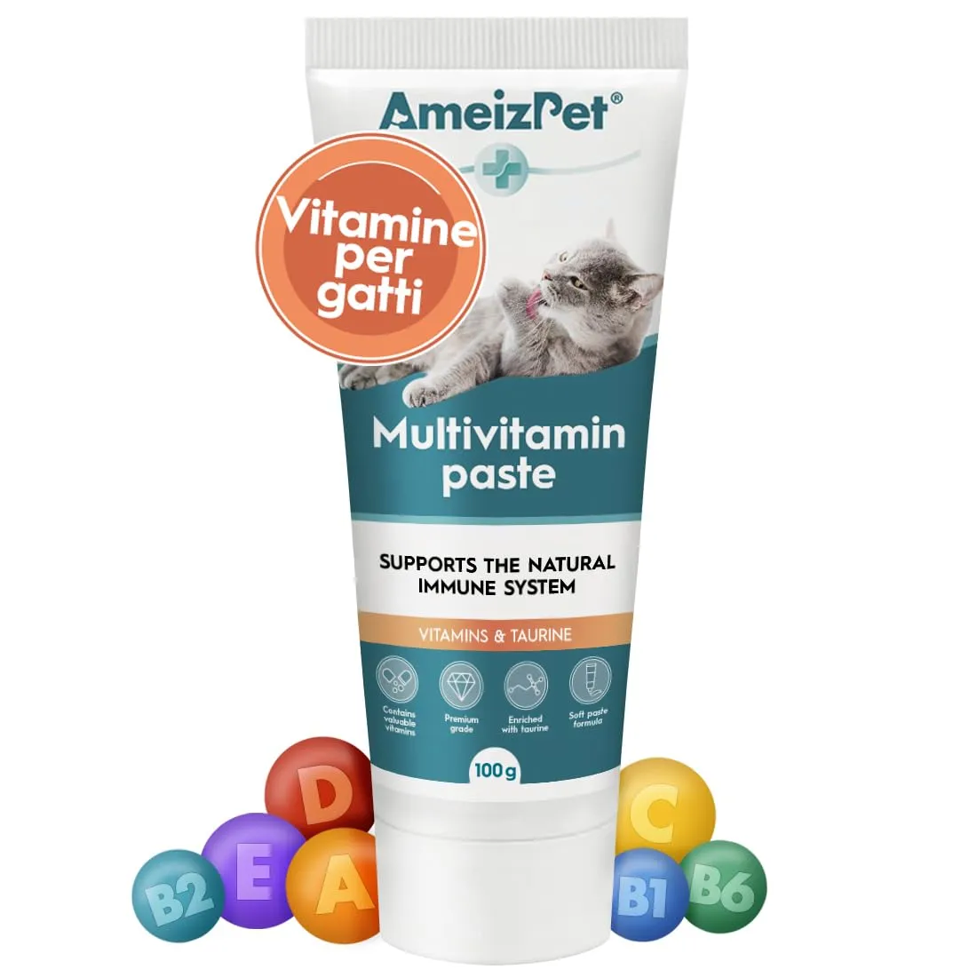 AmeizPet Pasta di Vitamine per Gatti, Snack da Leccare, 100g - immagine 1