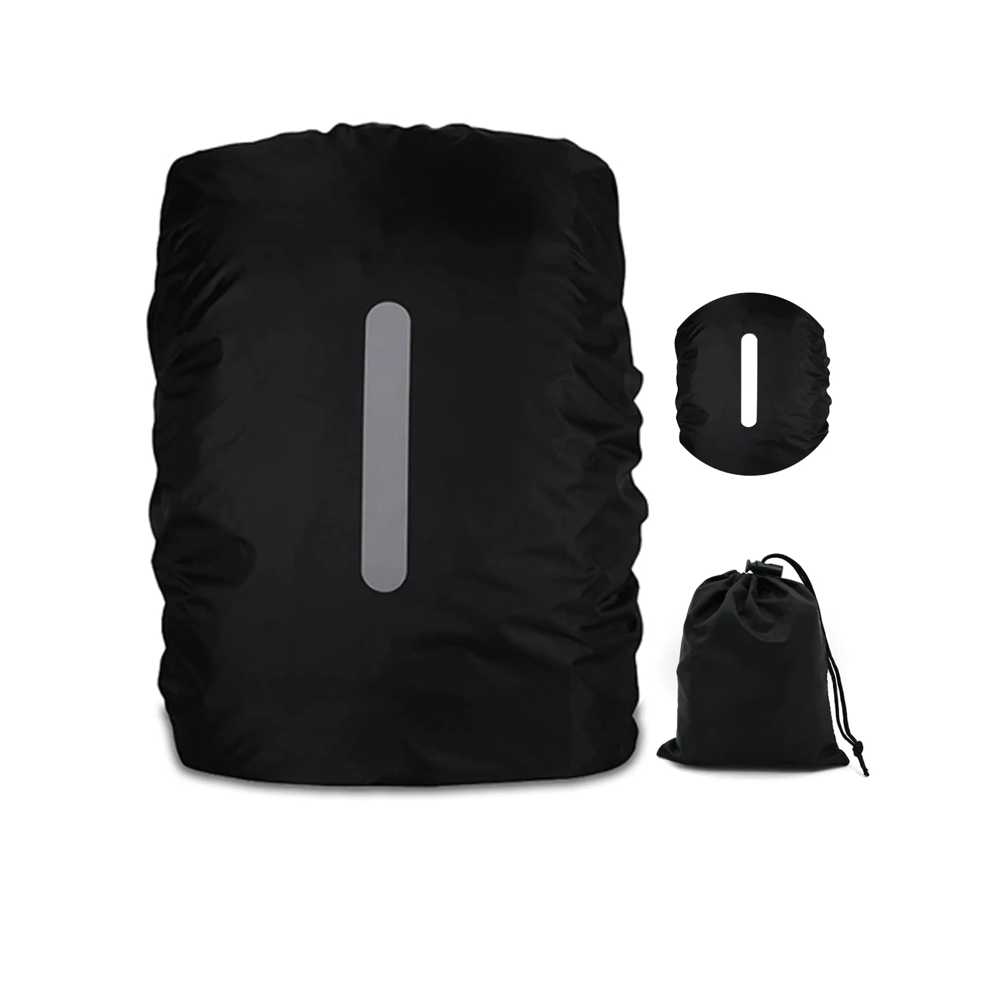 CiciIng Copertura Impermeabile dello Zaino con Riflettente, 30L-40L Copertura di Pioggia dello Zaino con Sacchetto di stoccaggio, per Il Campeggio Escursionistico in Viaggio in Bicicletta (Nero, M) - immagine 1