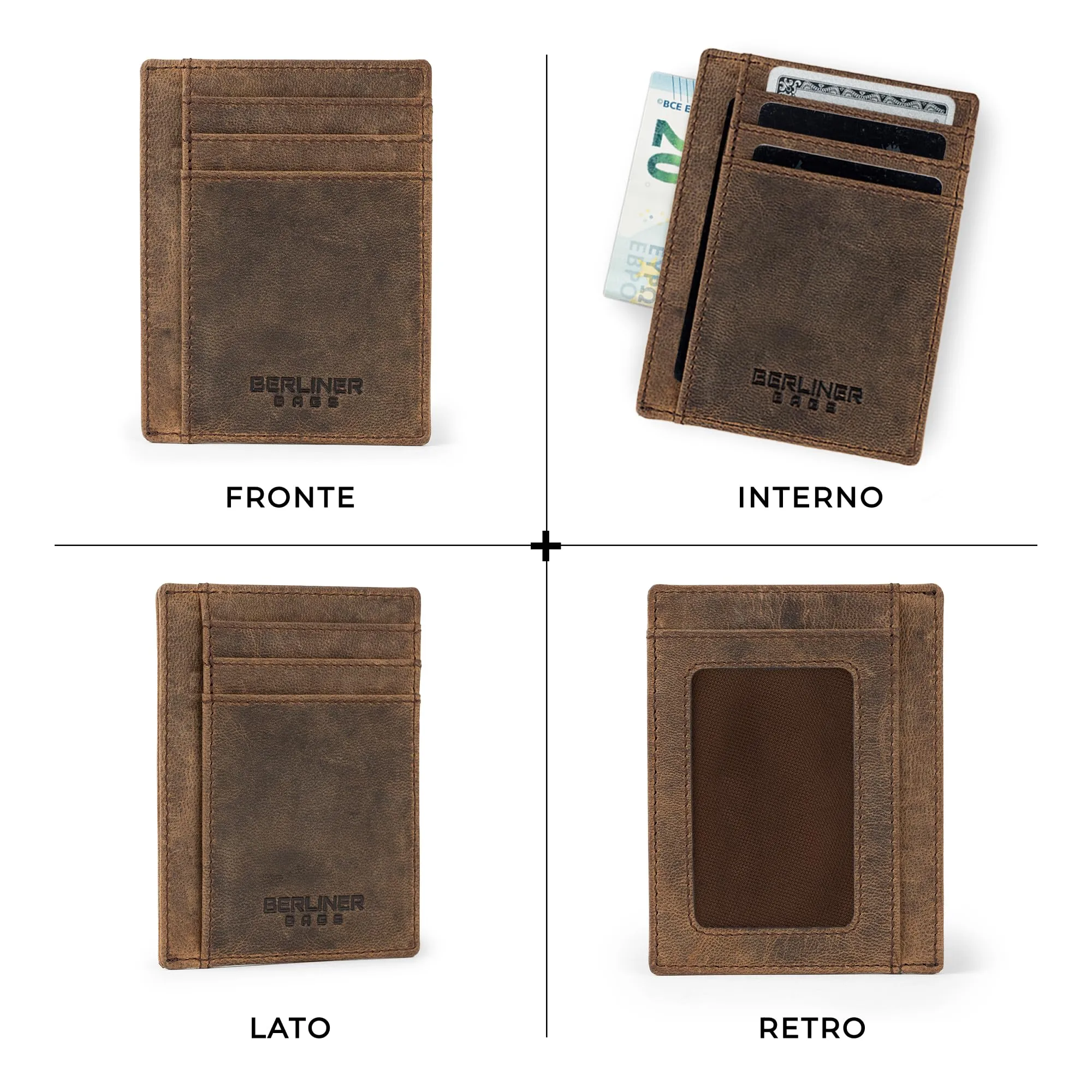 Berliner Bags Portacarte Karl Uomo Slim con Fermasoldi in Vera Pelle e RFID - immagine 4