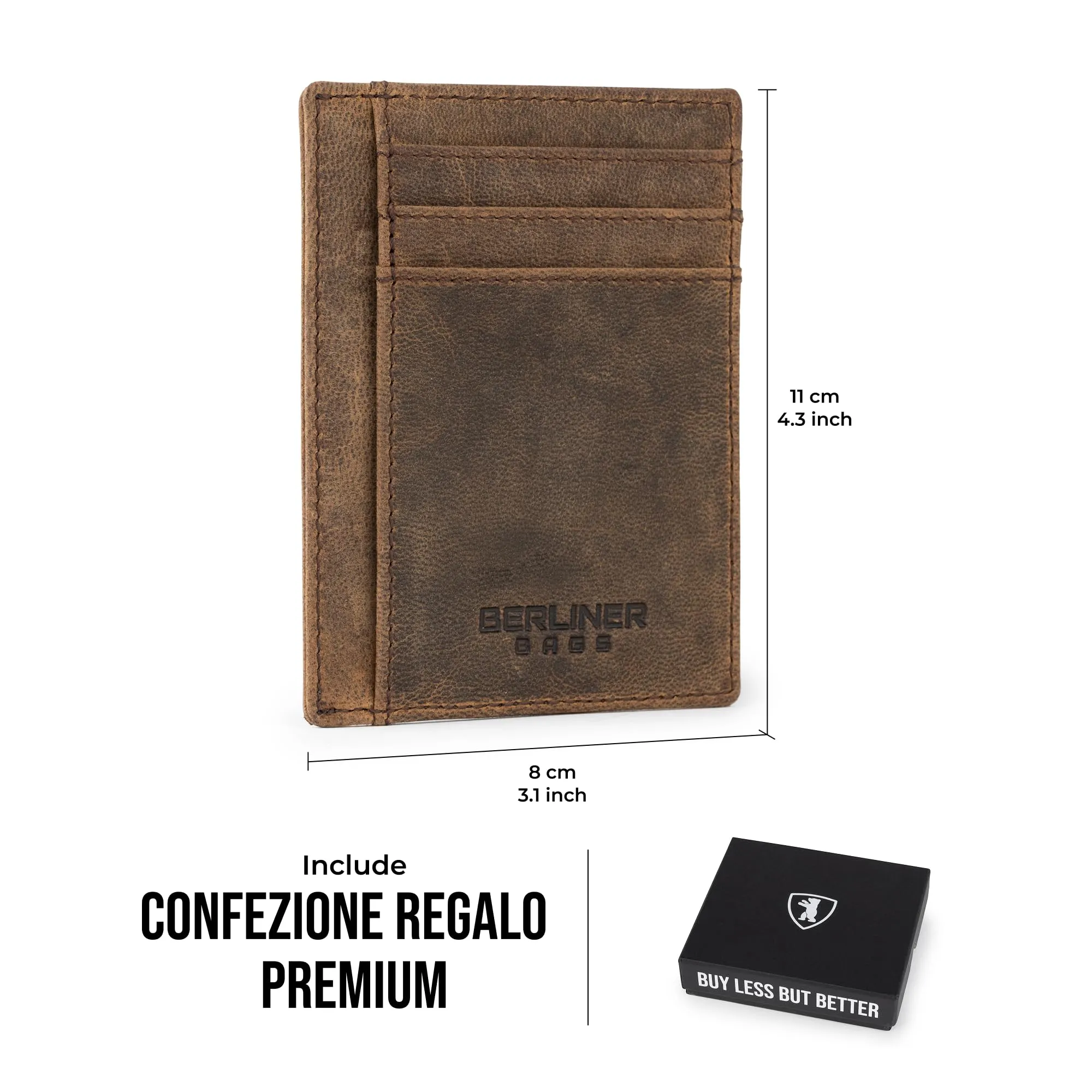 Berliner Bags Portacarte Karl Uomo Slim con Fermasoldi in Vera Pelle e RFID - immagine 6