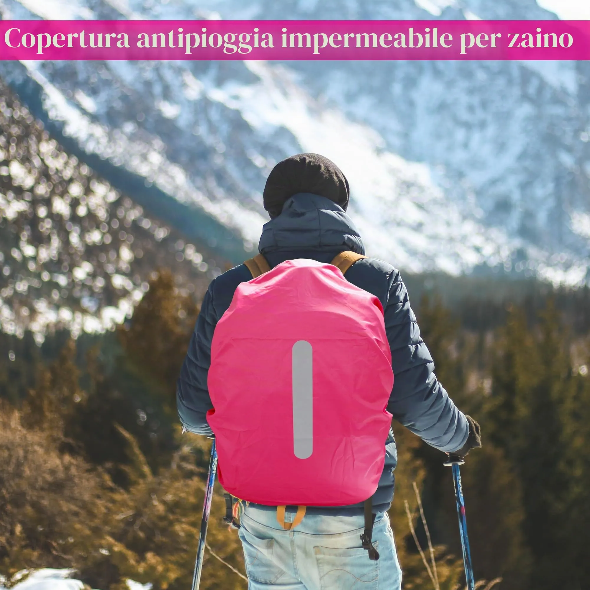 CiciIng Copertura Impermeabile dello Zaino con Riflettente, 15L-25L Copertura di Pioggia dello Zaino con Sacchetto di stoccaggio, Copertura Impermeabile dello Zaino per Il Campeggio Escursionistico - immagine 6