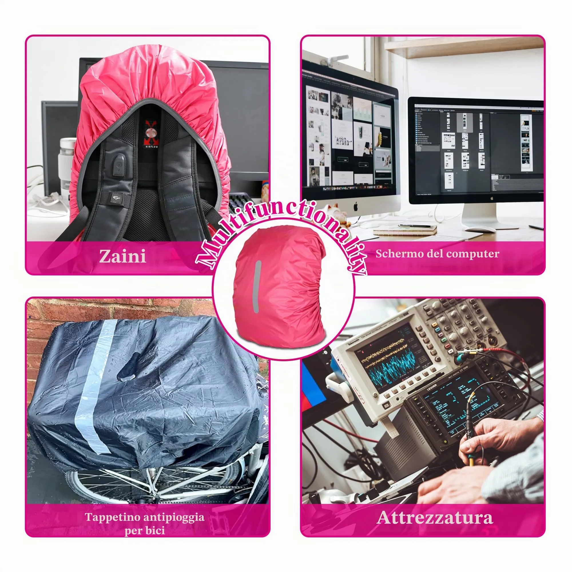 CiciIng Copertura Impermeabile dello Zaino con Riflettente, 15L-25L Copertura di Pioggia dello Zaino con Sacchetto di stoccaggio, Copertura Impermeabile dello Zaino per Il Campeggio Escursionistico - immagine 7