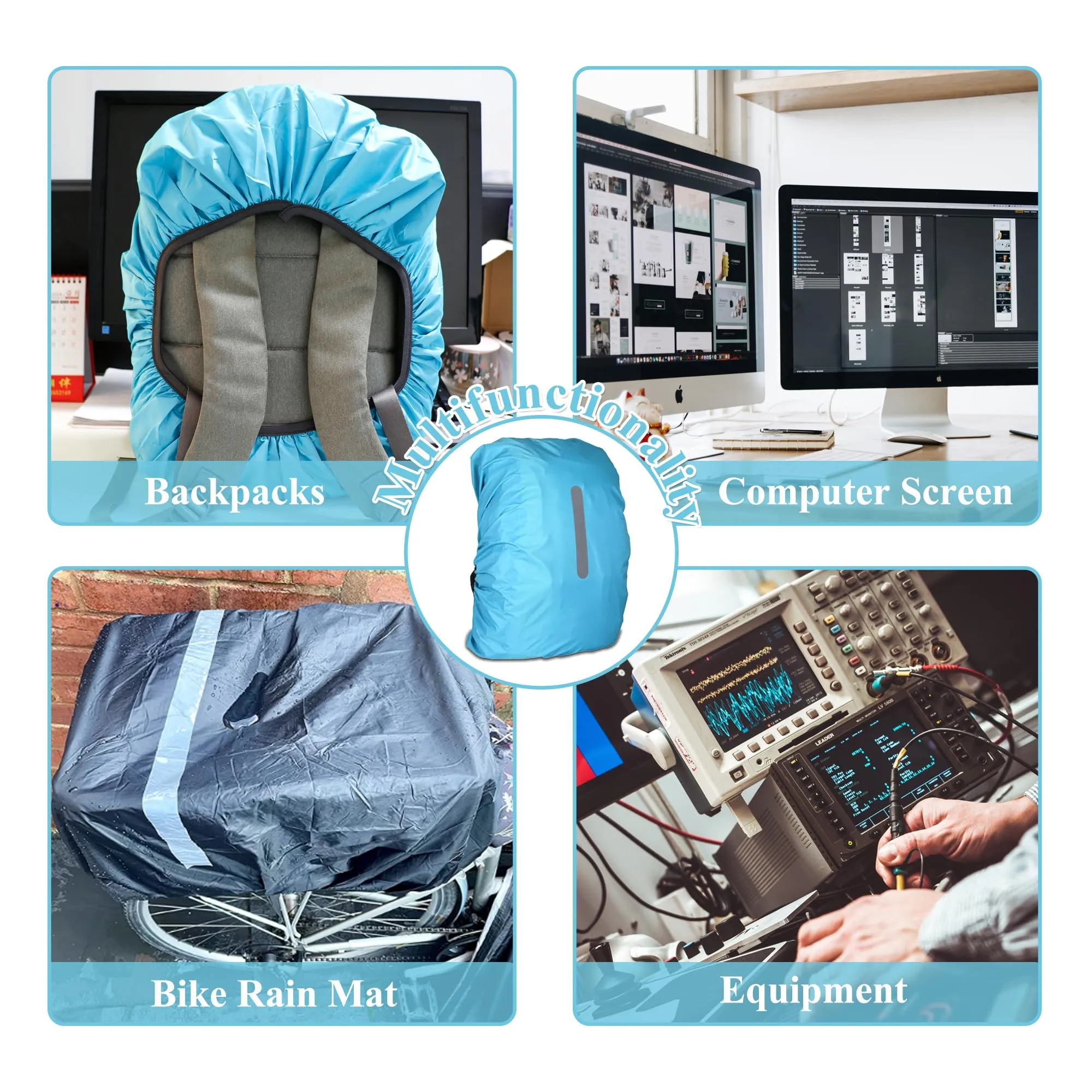 CiciIng Copertura Impermeabile dello Zaino con Riflettente, 40L-50L Copertura di Pioggia dello Zaino con Sacchetto di stoccaggio, Copertura Impermeabile dello Zaino per Il Campeggio Escursionistico - immagine 7