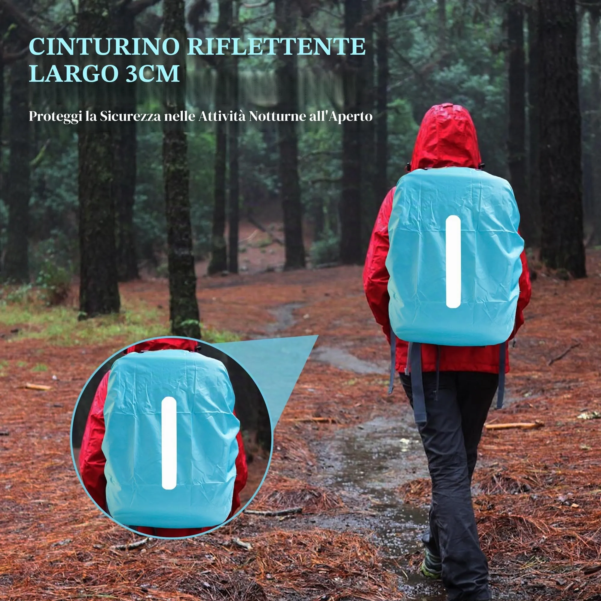 CiciIng Copertura Impermeabile Per Zaino Con Riflettente, 30L-40L Copertura Di Pioggia Per Campeggio E Escursioni Con Sacchetto Di Stoccaggio - immagine 5