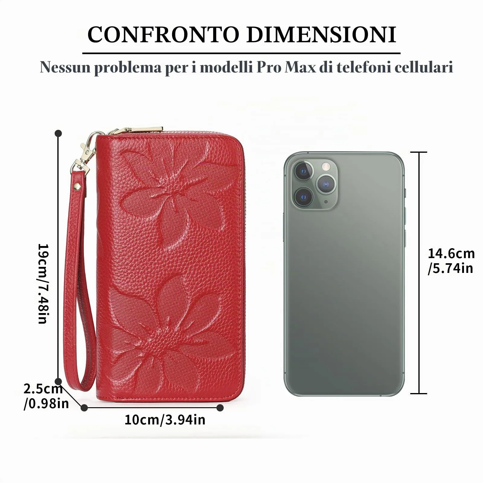 GOIACII Portafoglio Donna Grande Capacità Doppia Cerniera Porta Carta di Credito Portafogli da Donna in Pelle con Blocco RFID Telefono Wristlet - immagine 6