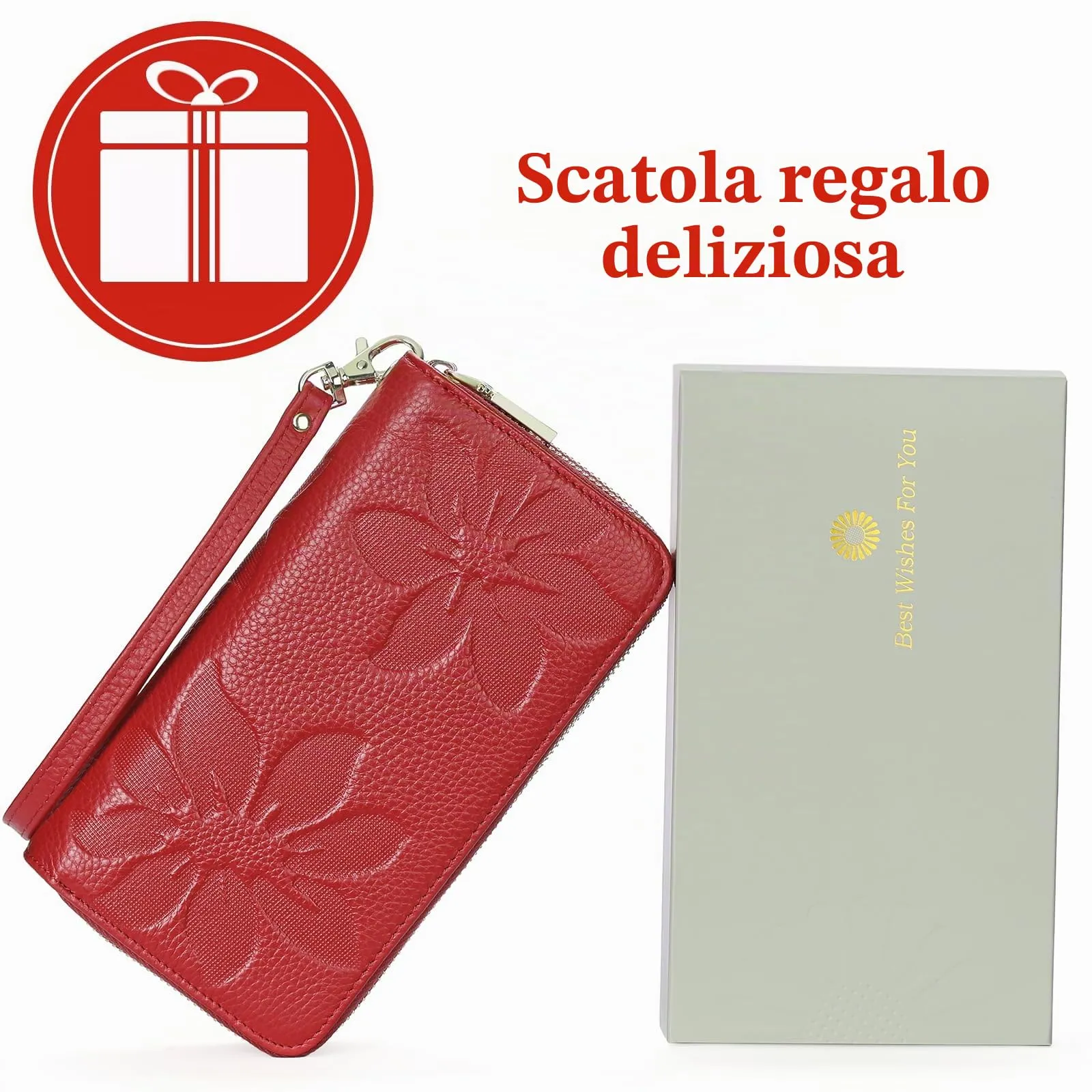 GOIACII Portafoglio Donna Grande Capacità Doppia Cerniera Porta Carta di Credito Portafogli da Donna in Pelle con Blocco RFID Telefono Wristlet - immagine 7