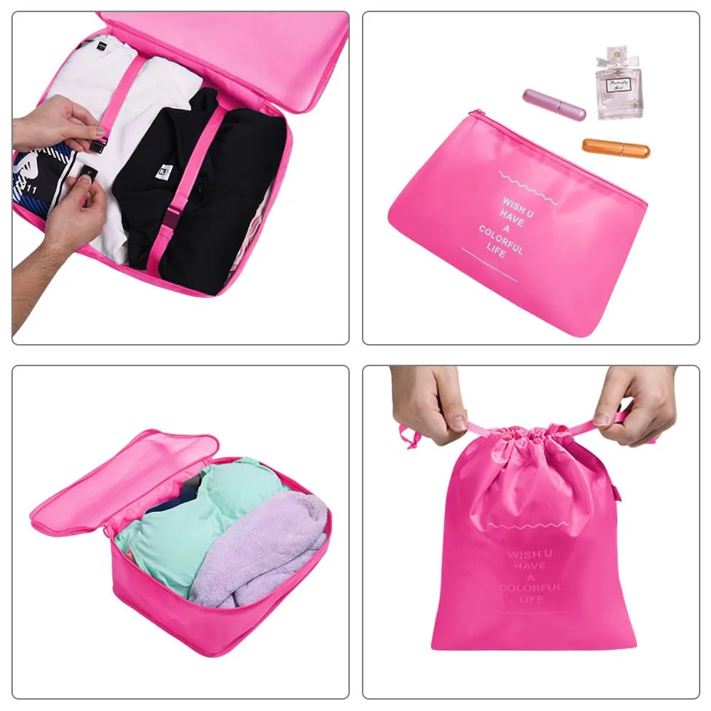 OSDUE Organizer Valigie, 6 Pezzi Sistema di Cubo di Viaggio, Separatori Buste Viaggio Travel Organizer, Abbigliamento Intimo Calzature Organizzatori Sacchi Valigia di Stoccaggio Set - immagine 3