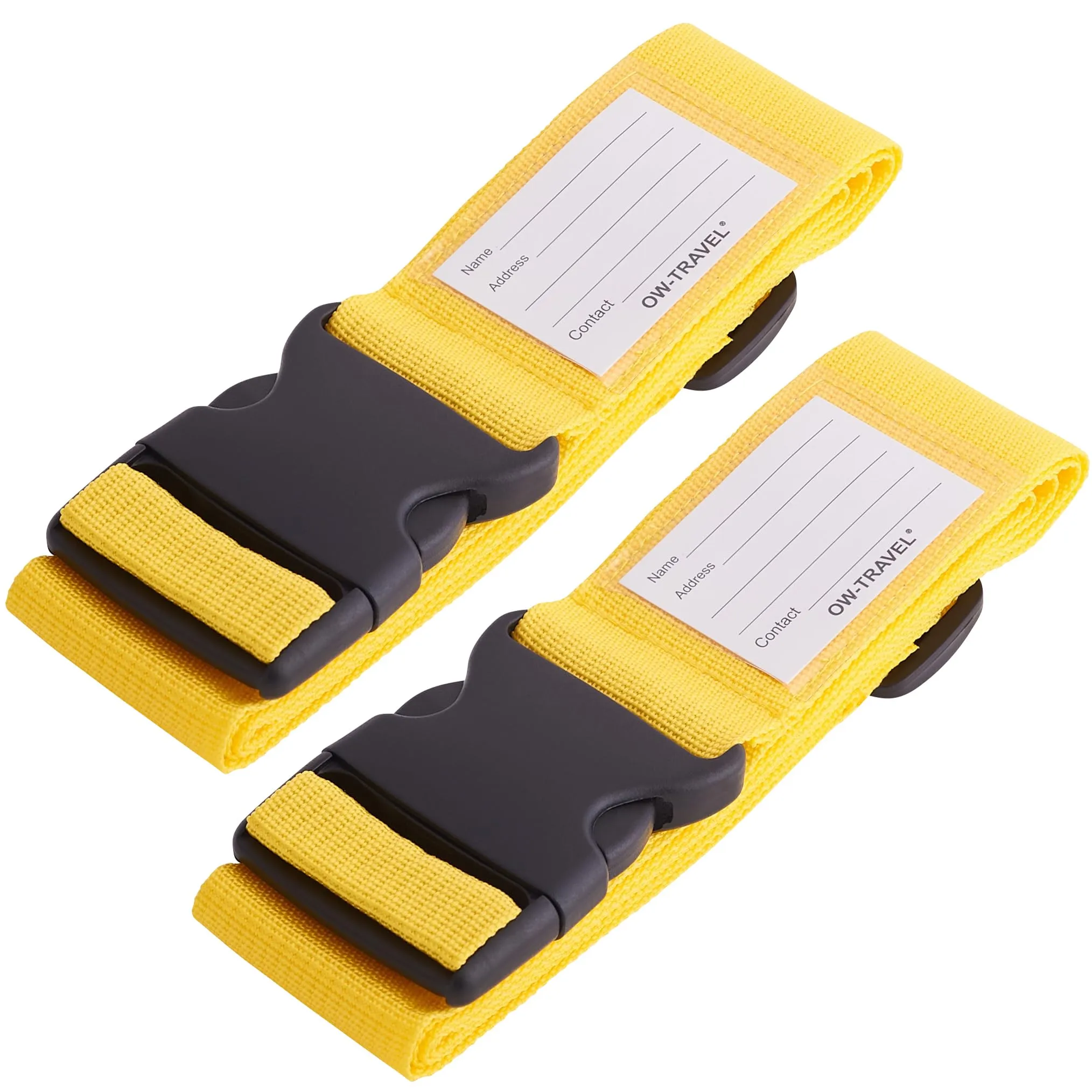 OW-Travel Cinghia per Valigia, Cintura Valigia per Bagagli Giallo 2 Pezzi - immagine 1