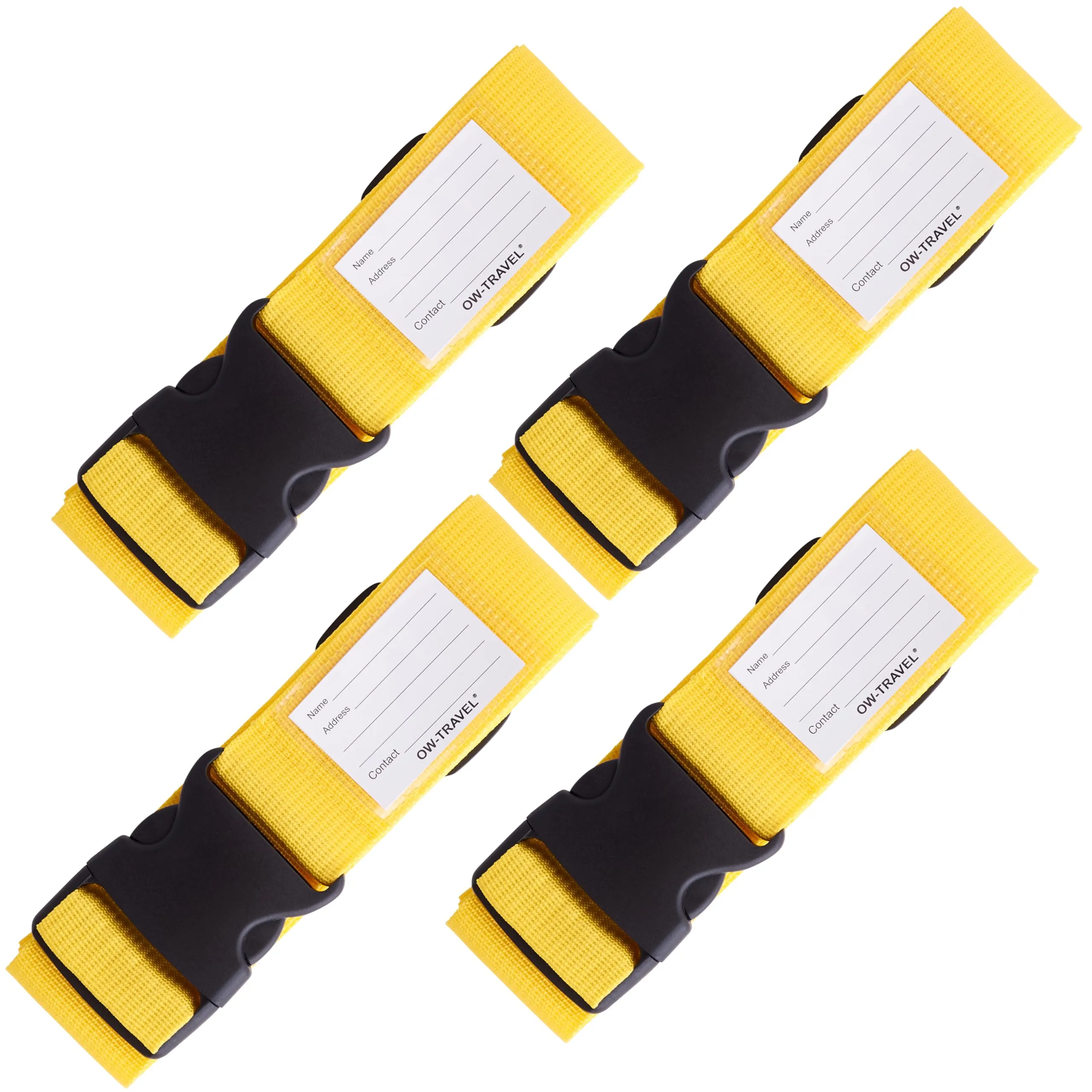 OW-Travel Cinghia per Valigia, Cintura Valigia per Bagagli Giallo 4 Pezzi - immagine 1