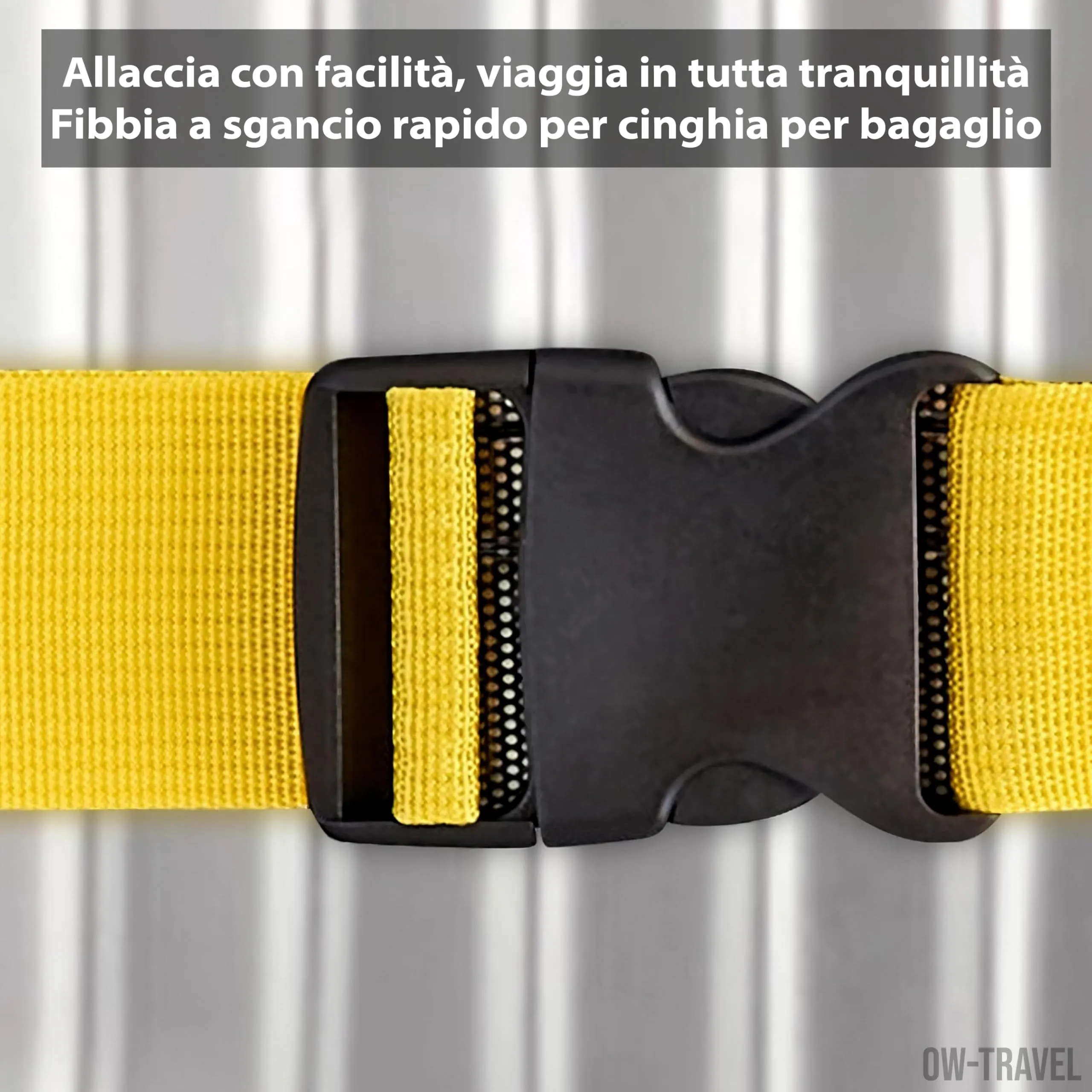 OW-Travel Cinghia per Valigia, Cintura Valigia per Bagagli Giallo 4 Pezzi - immagine 7