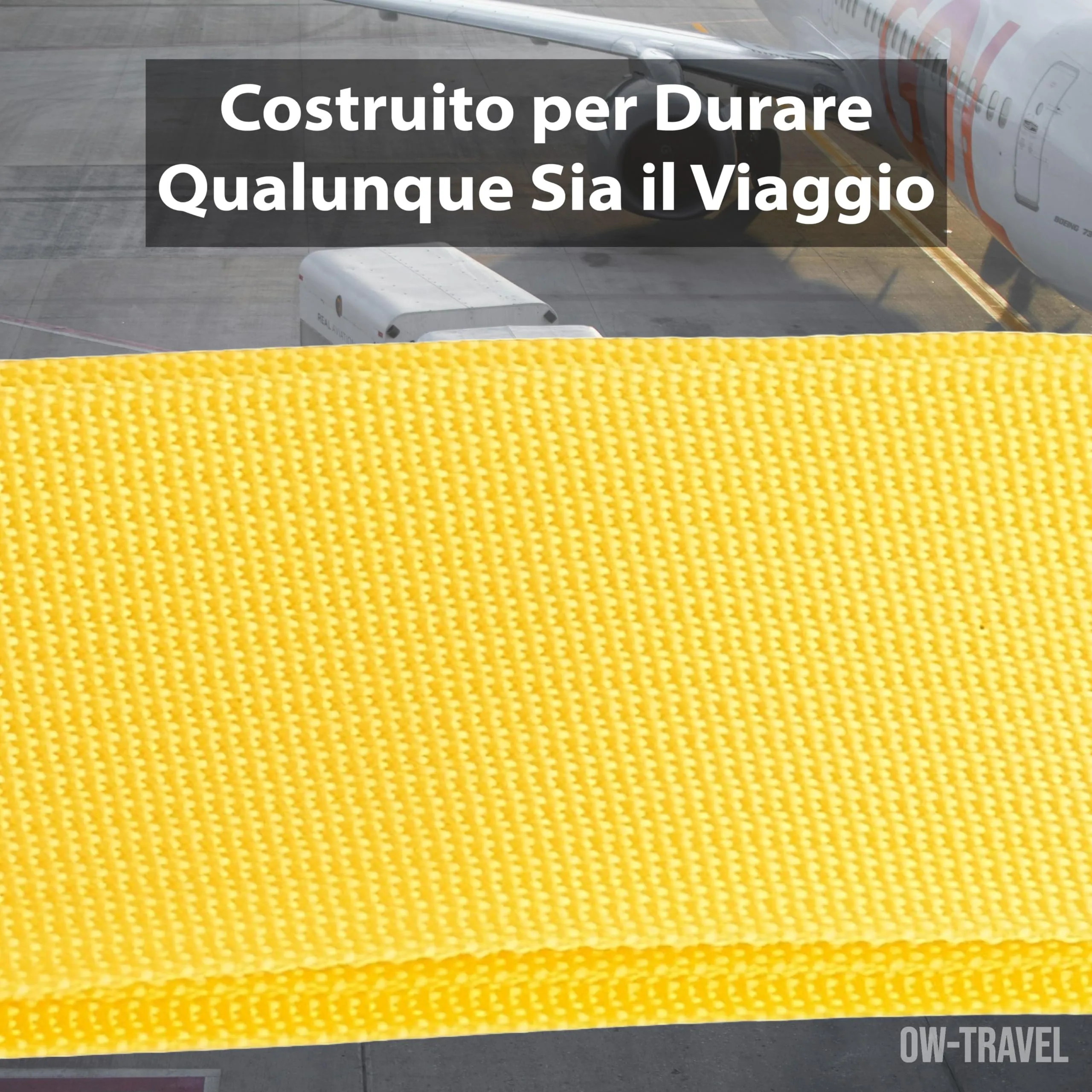 OW-Travel Cinghia per Valigia a Croce, Cintura Valigia Bagagli Giallo - immagine 9
