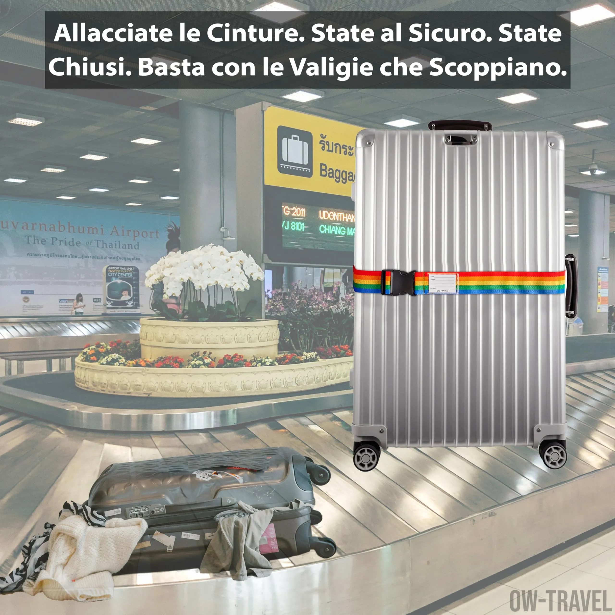 OW-Travel Cinghia per Valigia, Cintura Valigia per Bagagli Arcobaleno 4 Pz - immagine 3
