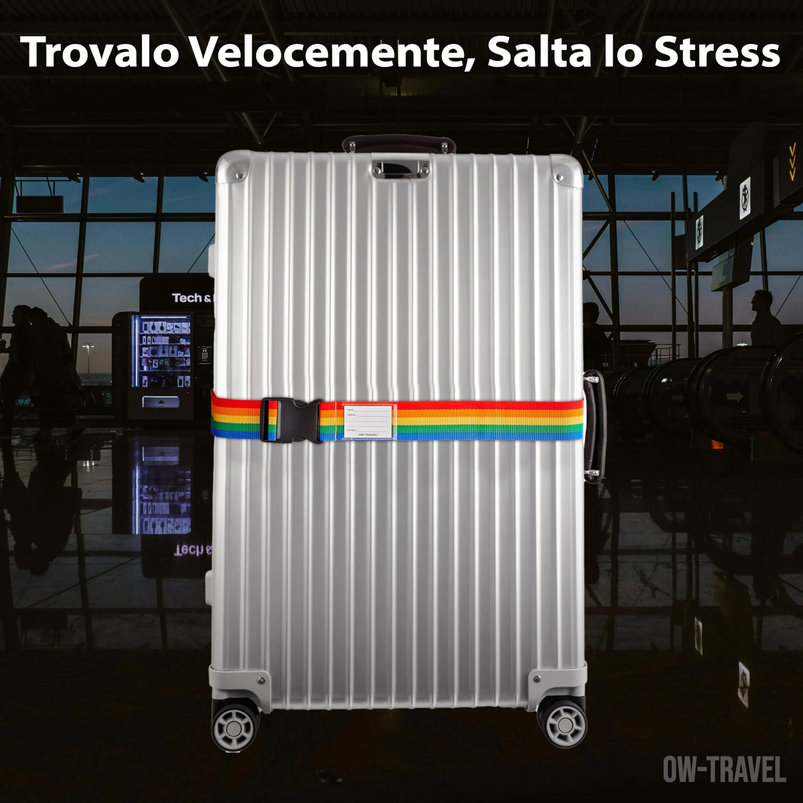 OW-Travel Cinghia per Valigia, Cintura Valigia per Bagagli Arcobaleno 4 Pz - immagine 5