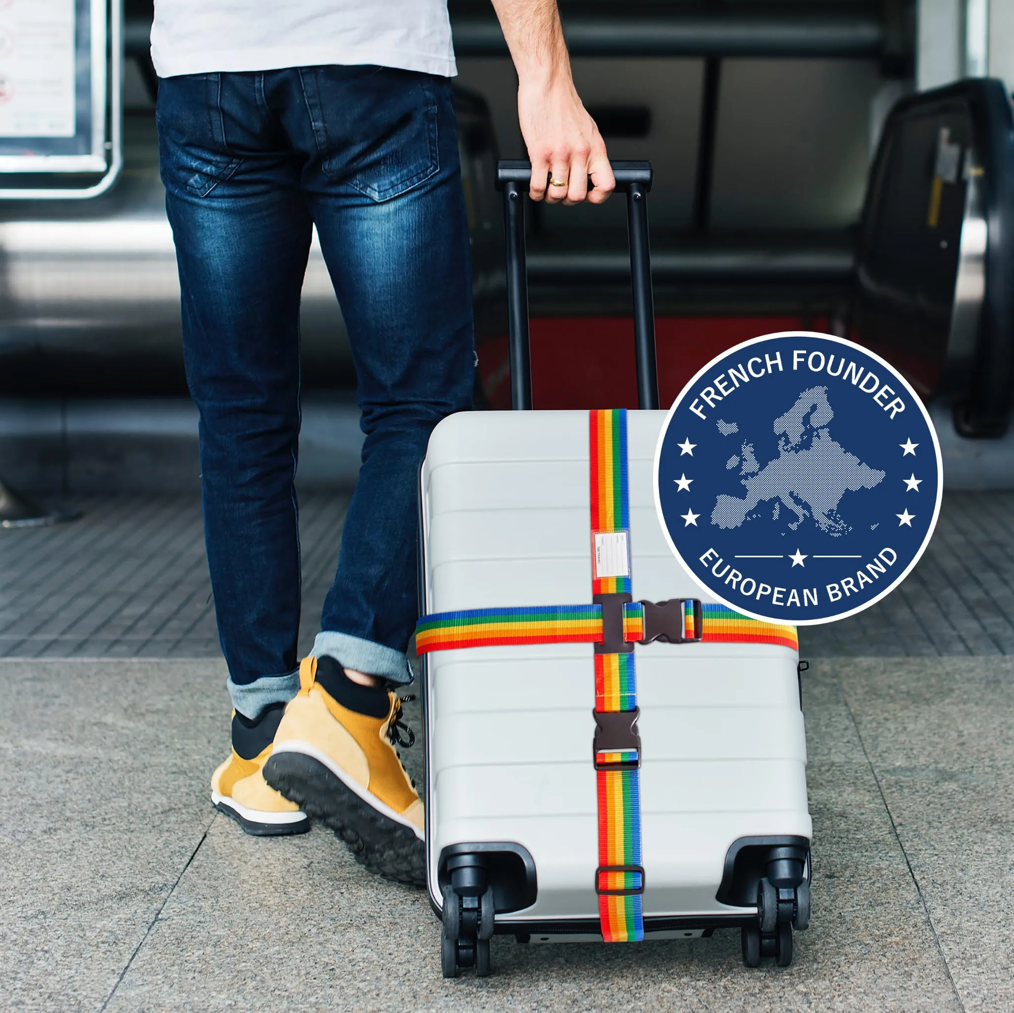 OW-Travel Cinghia per Valigia a Croce, Cintura Valigia Bagagli Arcobaleno - immagine 2