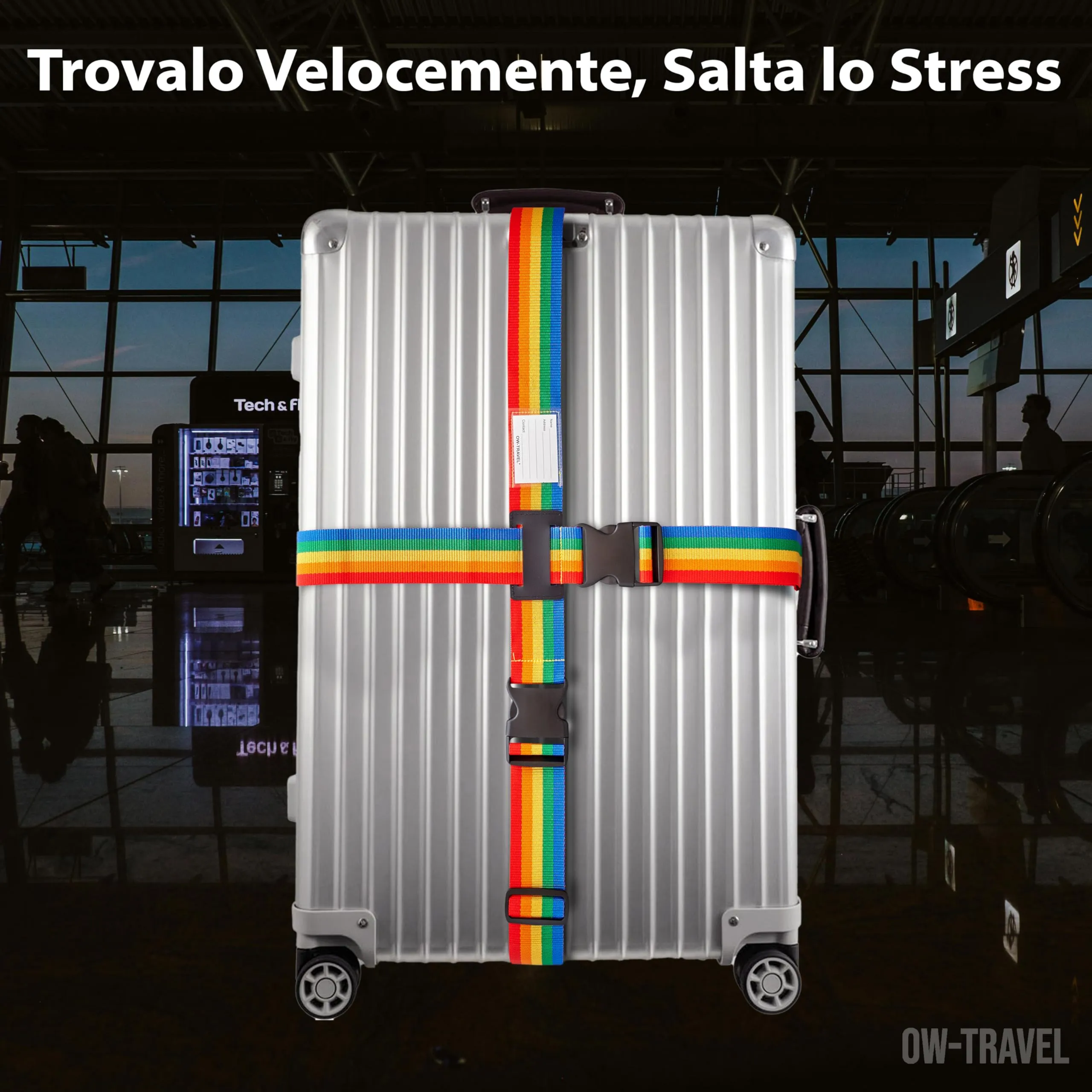 OW-Travel Cinghia per Valigia a Croce, Cintura Valigia Bagagli Arcobaleno - immagine 5