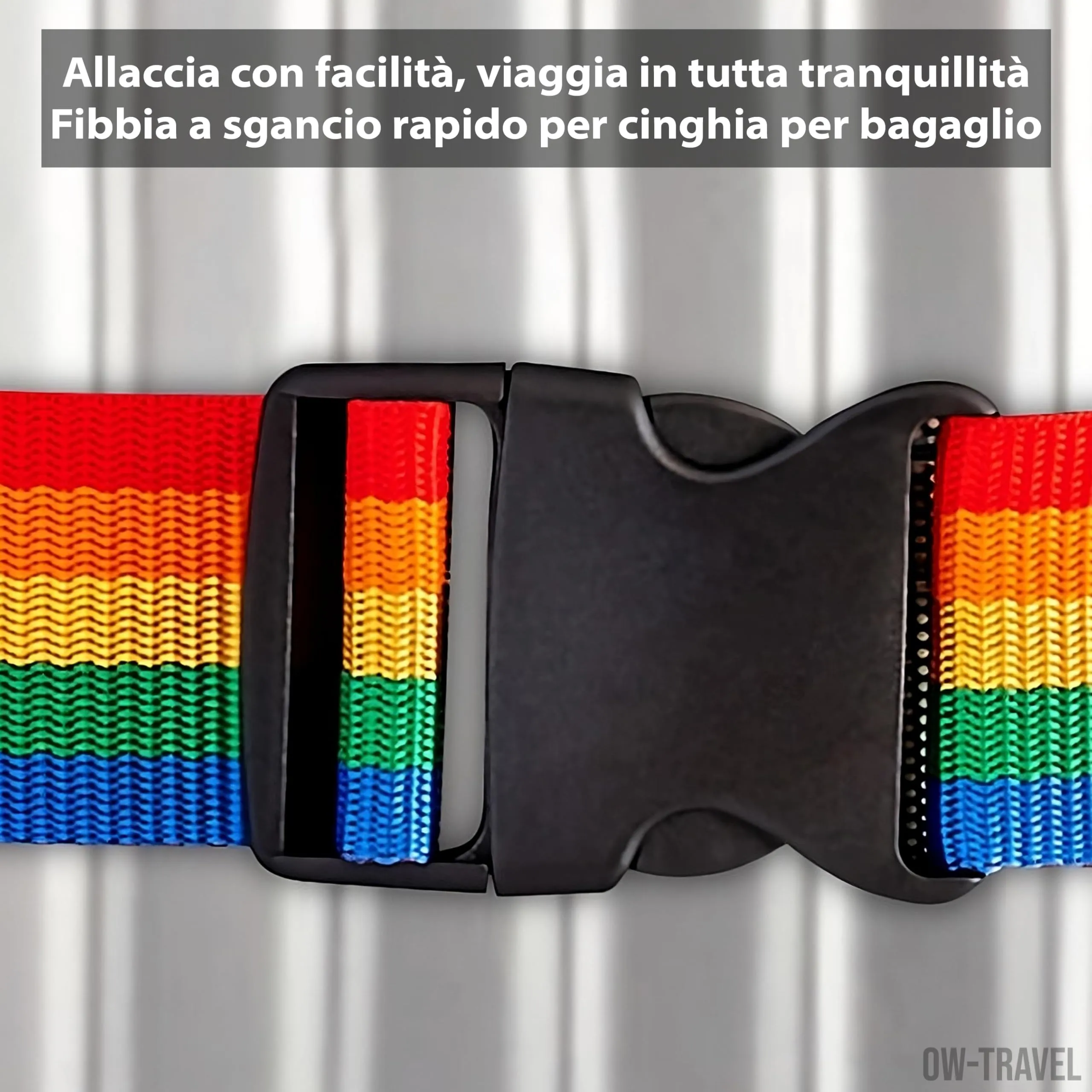 OW-Travel Cinghia per Valigia a Croce, Cintura Valigia Bagagli Arcobaleno - immagine 8