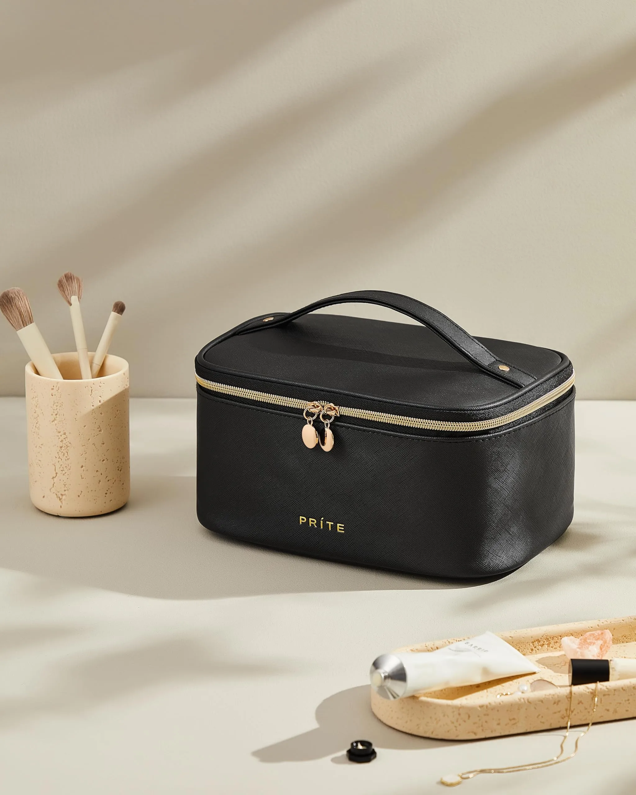 Prite Borsa Trucco Da Viaggio Femminile Con Scomparto Portapennelli - immagine 2