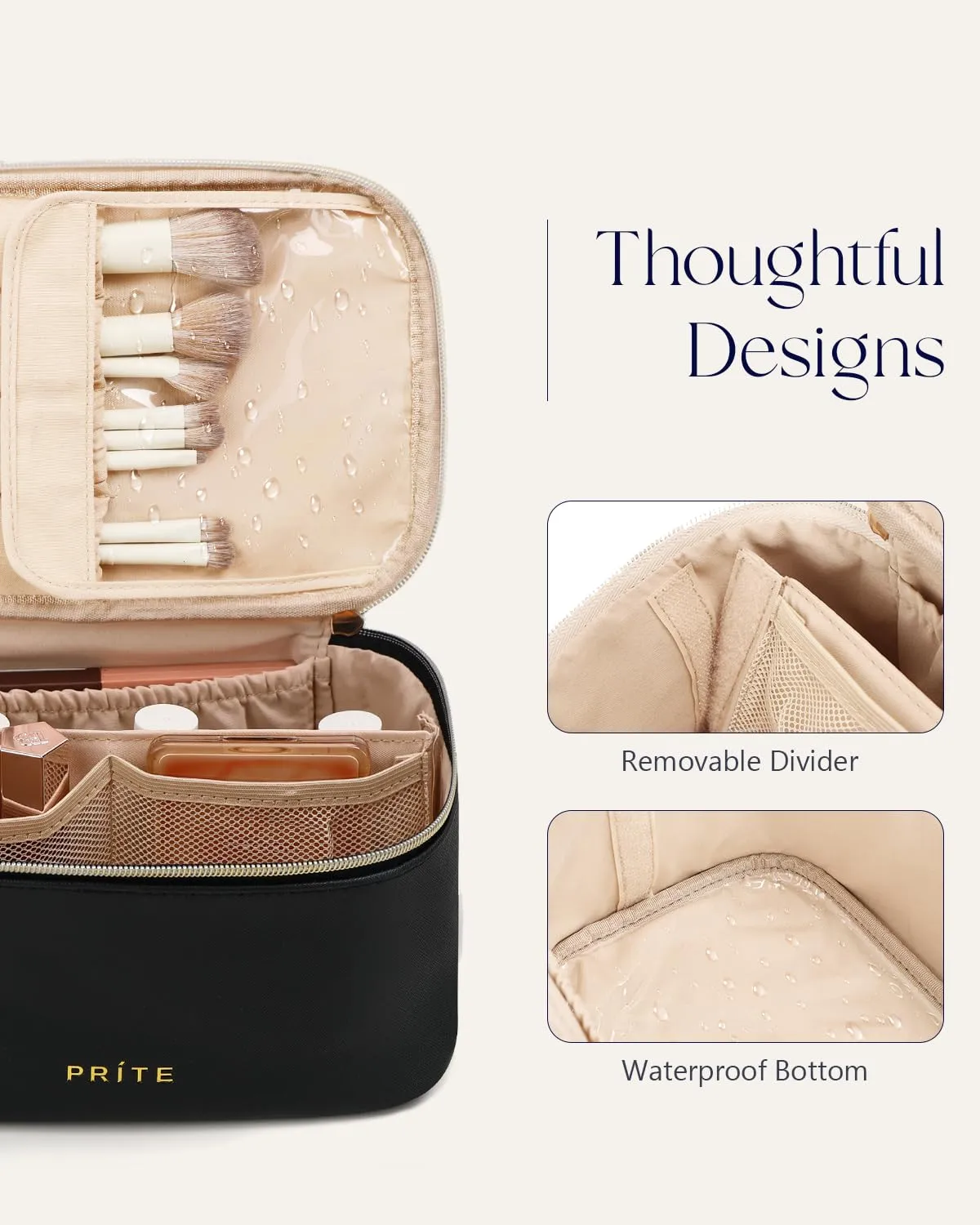 Prite Borsa Trucco Da Viaggio Femminile Con Scomparto Portapennelli - immagine 5