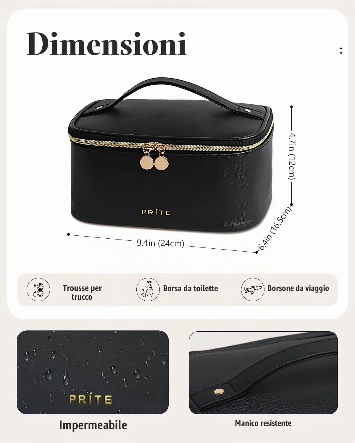 Prite Borsa Trucco Da Viaggio Femminile Con Scomparto Portapennelli - immagine 6