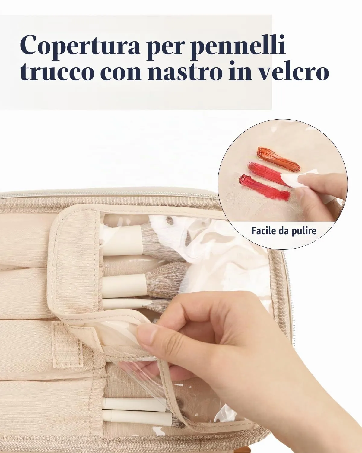 Prite Borsa Trucco Da Viaggio Femminile Con Scomparto Portapennelli - immagine 4