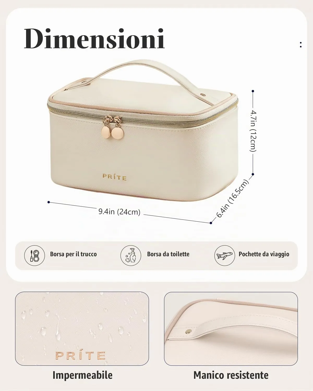 Prite Borsa Trucco Da Viaggio Femminile Con Scomparto Portapennelli - immagine 6