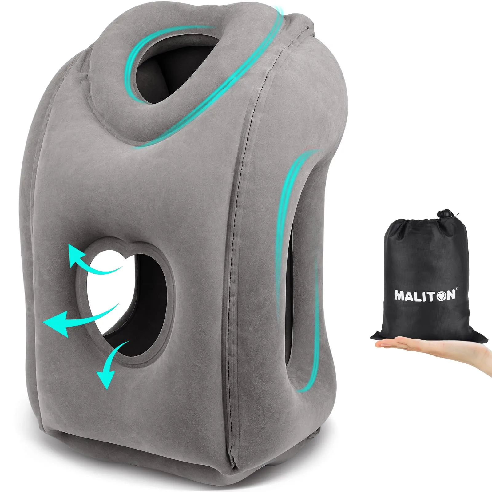 Maliton Cuscino Gonfiabile da Viaggio per Aeroplano per un Sonno Confortevole per Alleviare il Dolore al Collo e alle Spalle, Cuscino Gonfiabile con Supporto per la Testa per Voli Lunghi, Utilizzato - immagine 1