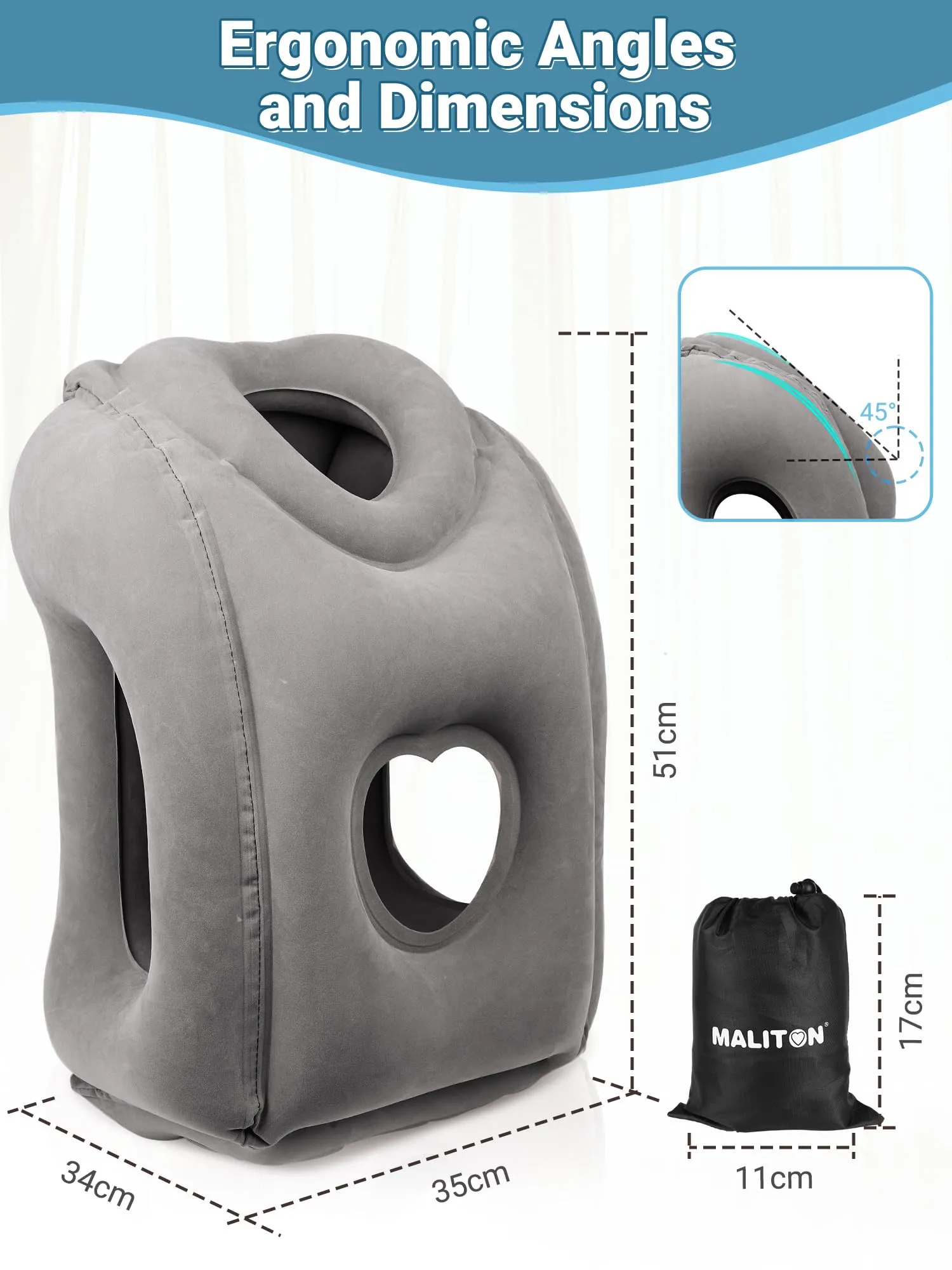 Maliton Cuscino Gonfiabile da Viaggio per Aeroplano per un Sonno Confortevole per Alleviare il Dolore al Collo e alle Spalle, Cuscino Gonfiabile con Supporto per la Testa per Voli Lunghi, Utilizzato - immagine 2