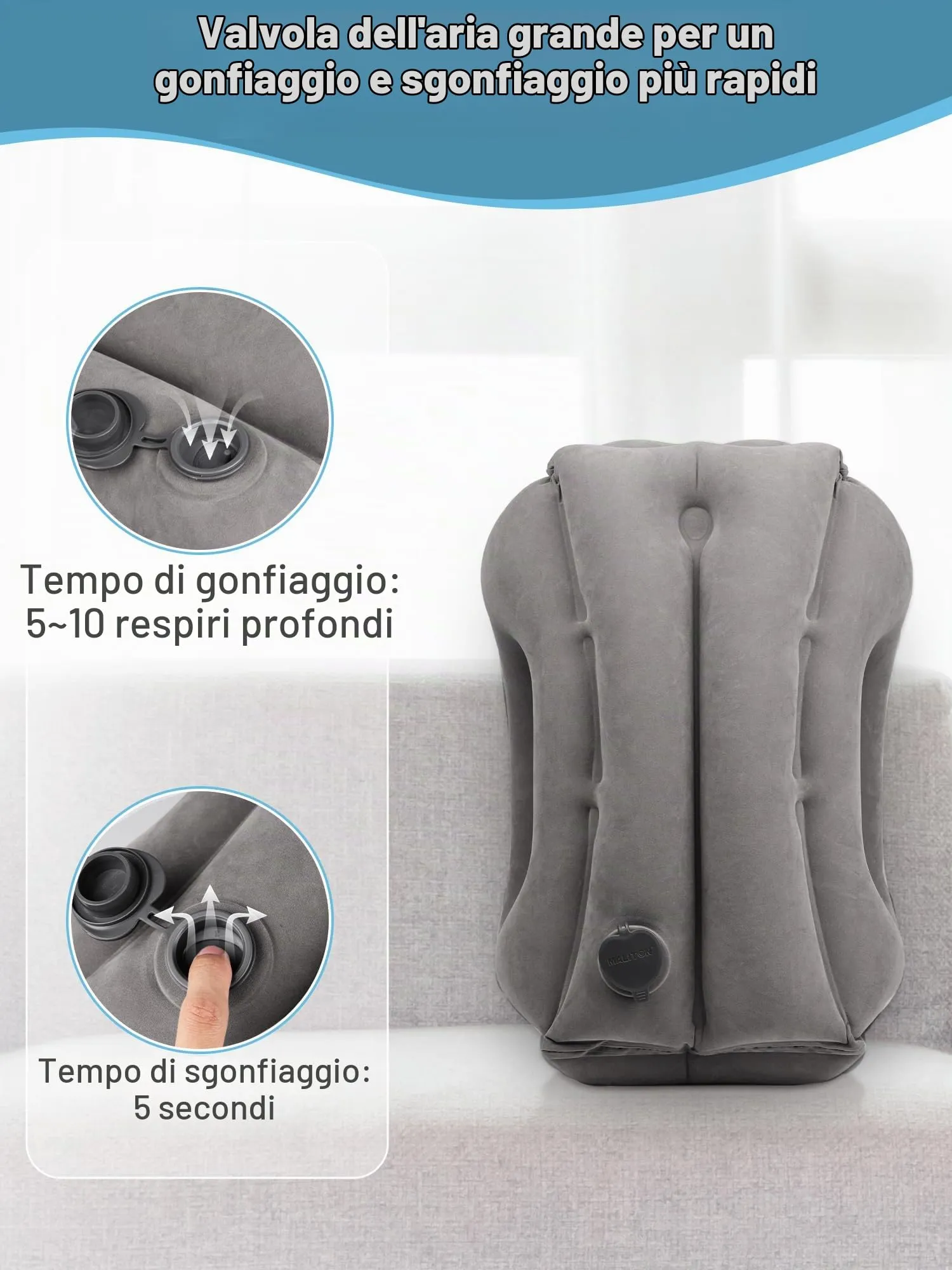 Maliton Cuscino Gonfiabile da Viaggio per Aeroplano per un Sonno Confortevole per Alleviare il Dolore al Collo e alle Spalle, Cuscino Gonfiabile con Supporto per la Testa per Voli Lunghi, Utilizzato - immagine 8