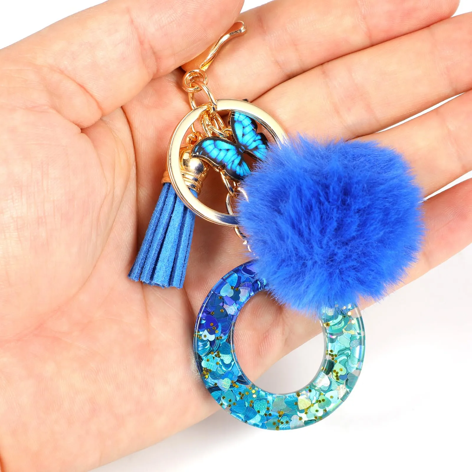 MWOOT Nome Lettera iniziale O Portachiavi, Blu Portachiavi per auto per donne, Ciondoli in Resina per Chiave della Porta Chiavi della Macchina Decorazione della Borsa - immagine 5