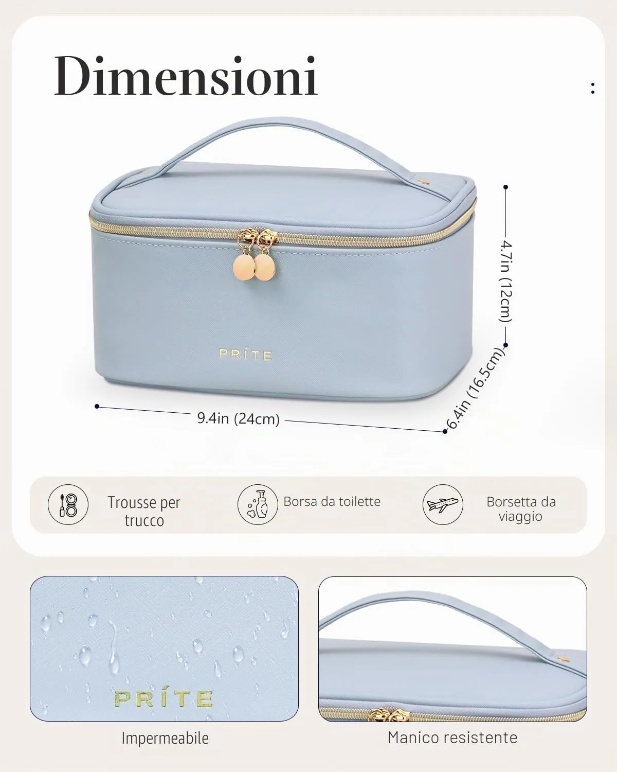 Prite Borsa Trucco Da Viaggio Femminile Con Scomparto Portapennelli - immagine 6
