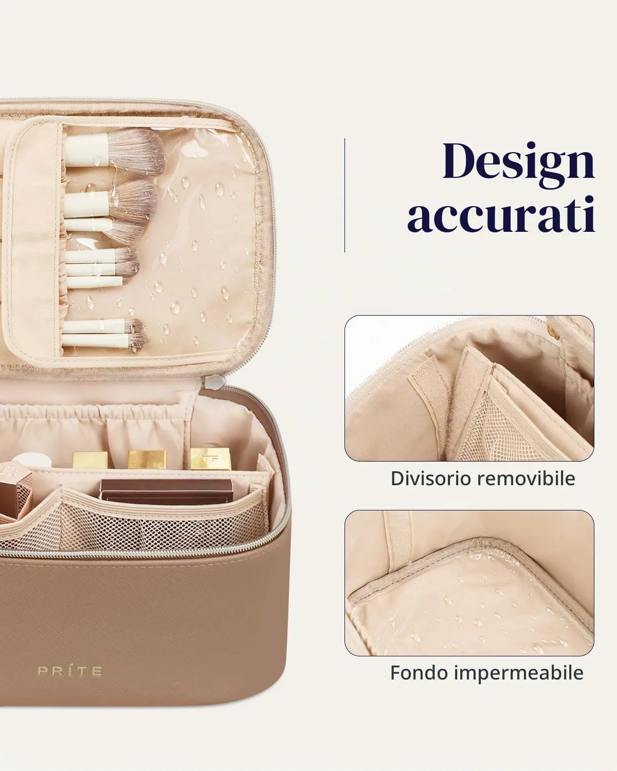 Prite Borsa Trucco Da Viaggio Femminile Con Scomparto Portapennelli - immagine 5