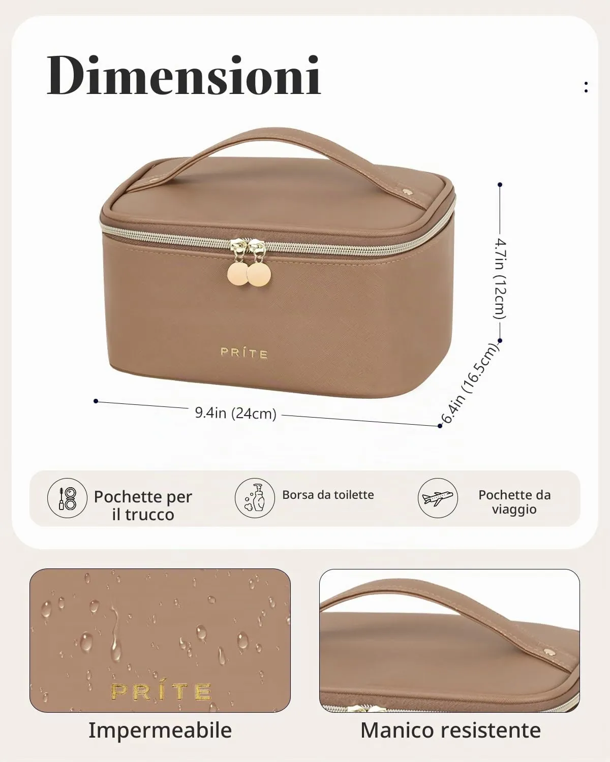 Prite Borsa Trucco Da Viaggio Femminile Con Scomparto Portapennelli - immagine 6