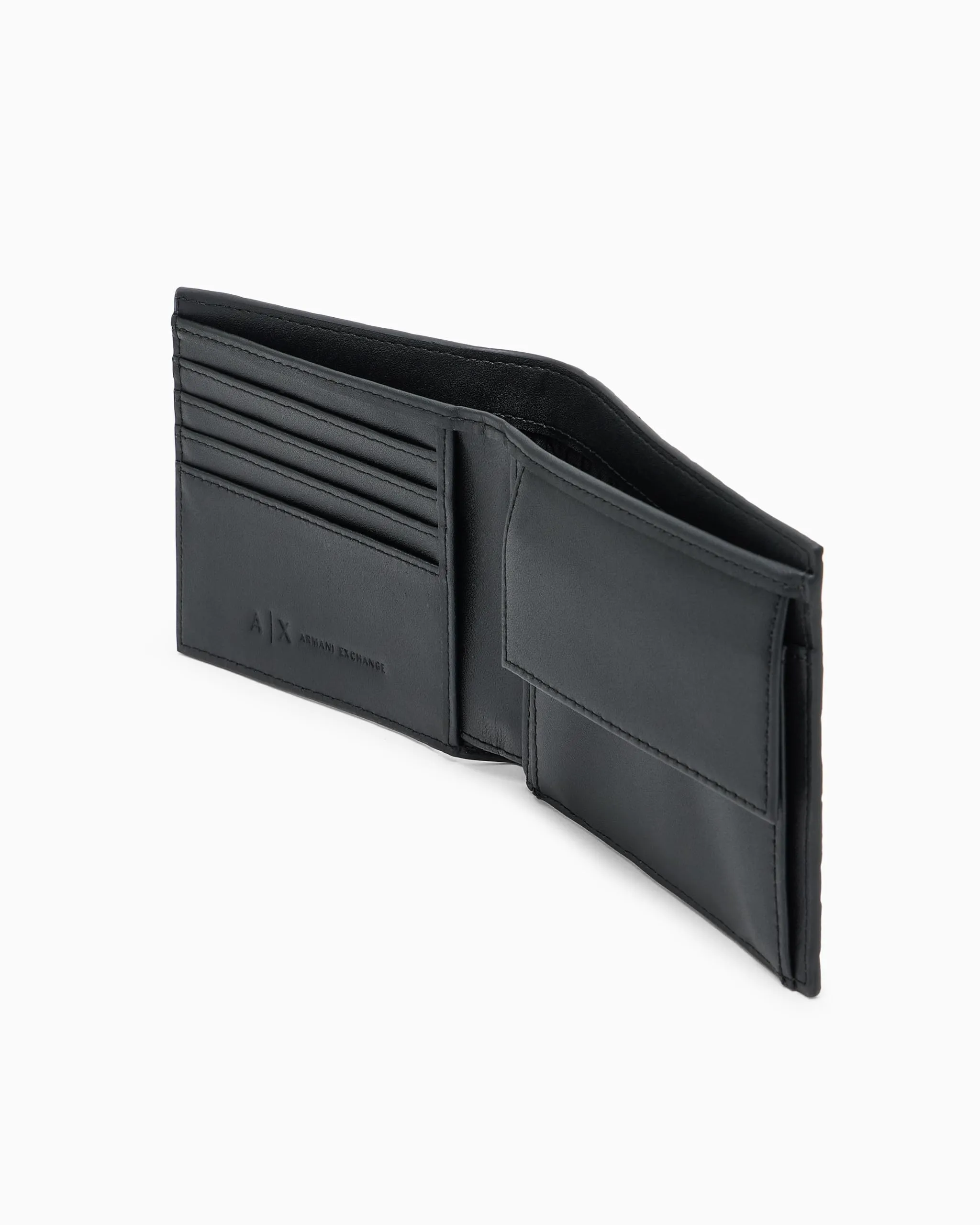 Armani Exchange Portafoglio da uomo Essential, Embossed Monogram Texture Bi-Fold Wallet, nero, Nero, taglia unica - immagine 2